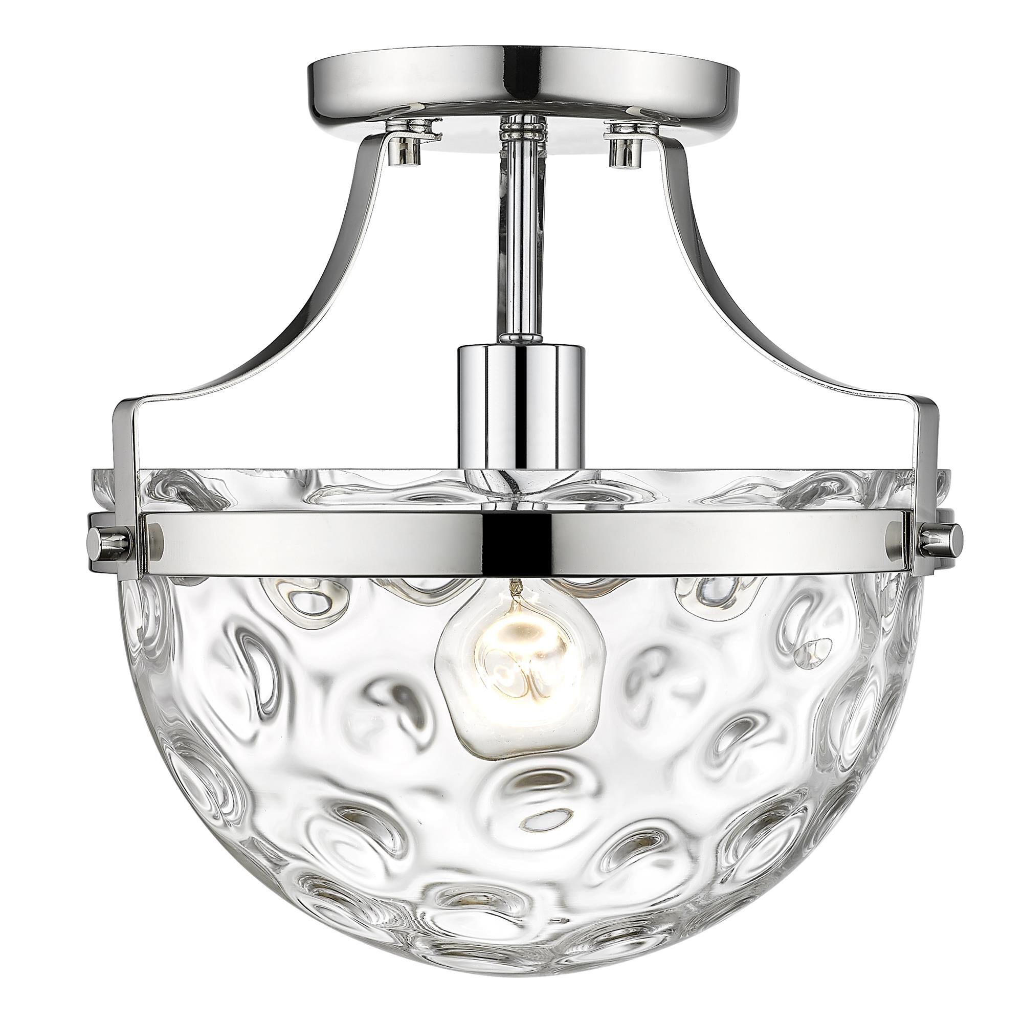 Shown in Polished Nickel finish and Clear Wavey Glass shade