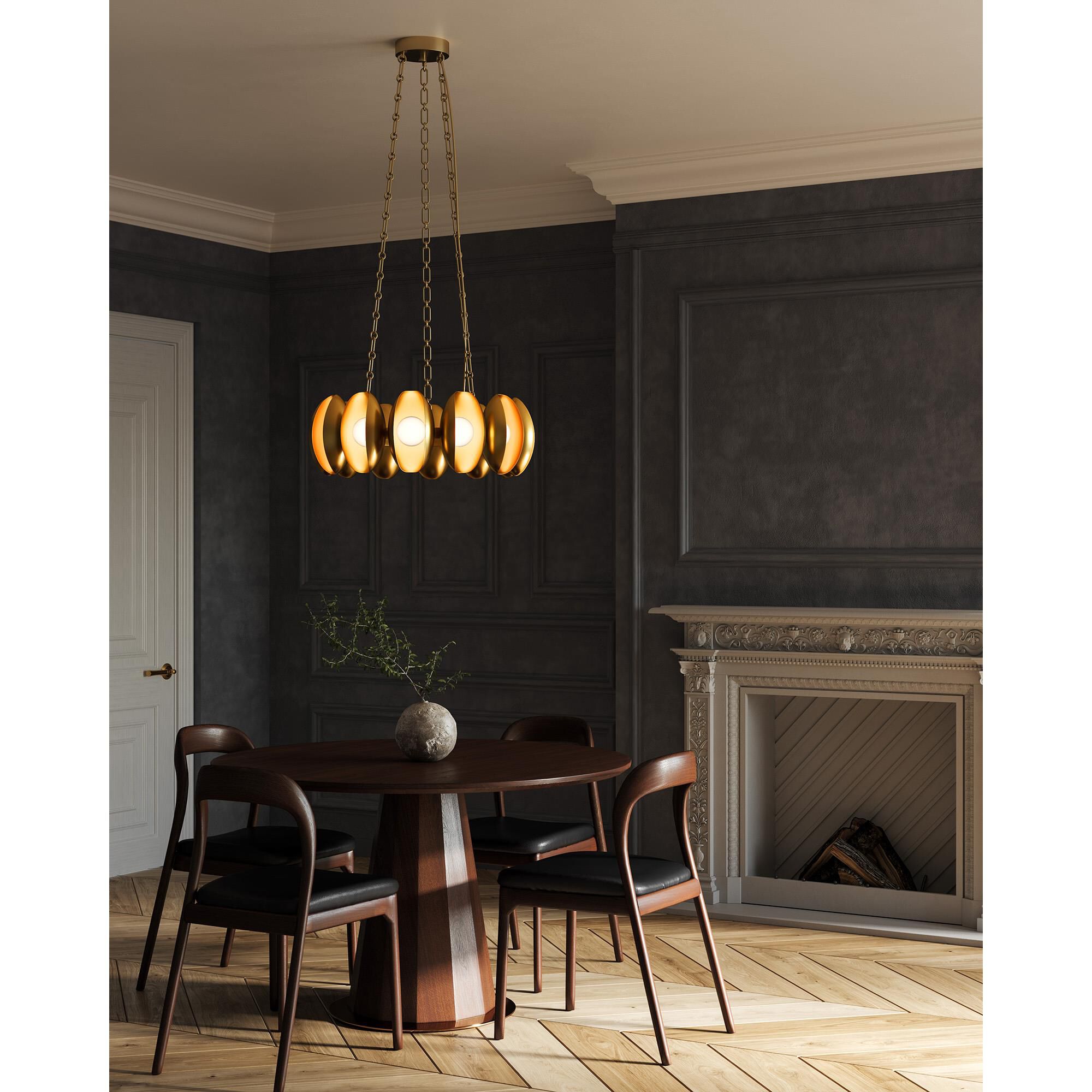 Shown in Vintage Brass finish and Matte Opal glass