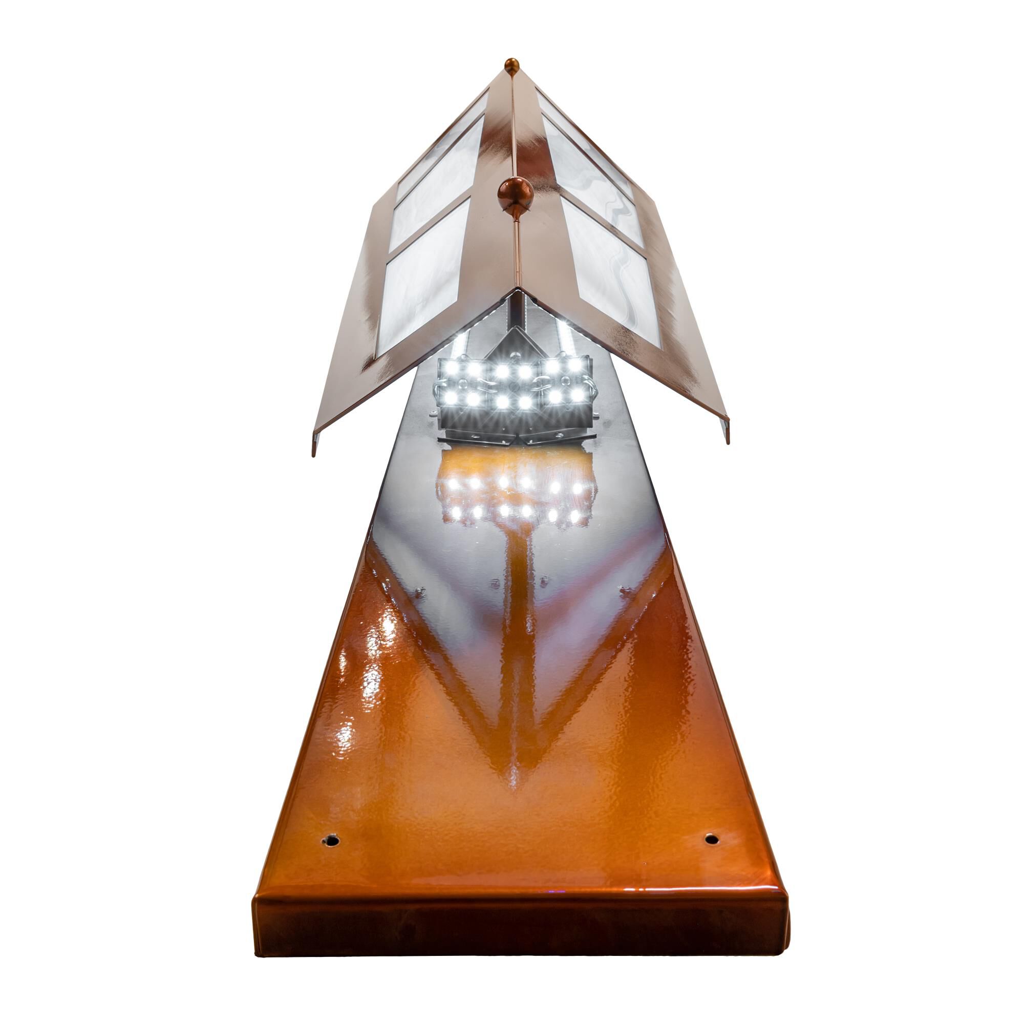 Shown in Copper finish and White glass