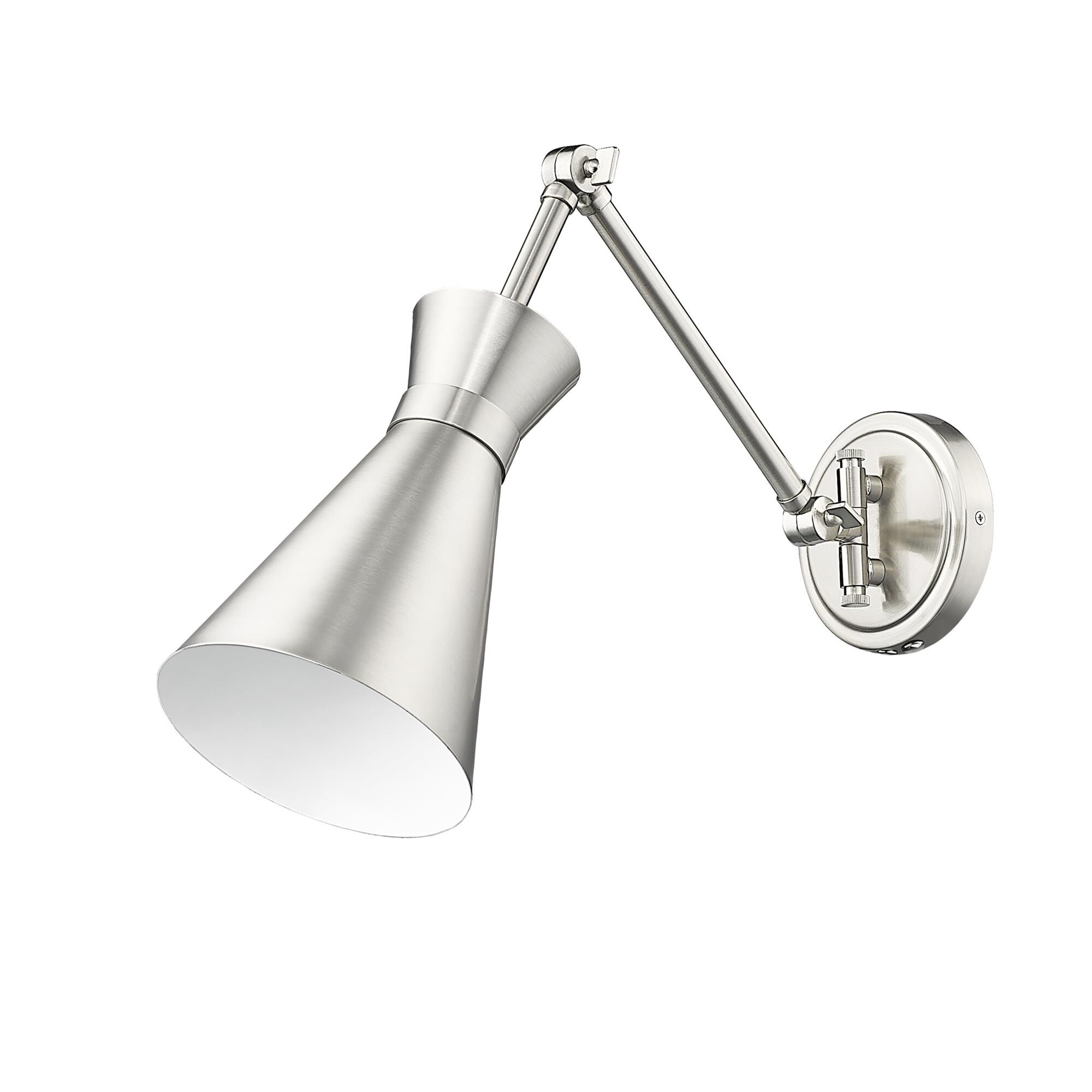 Shown in Brushed Nickel finish and Brushed Nickel shade