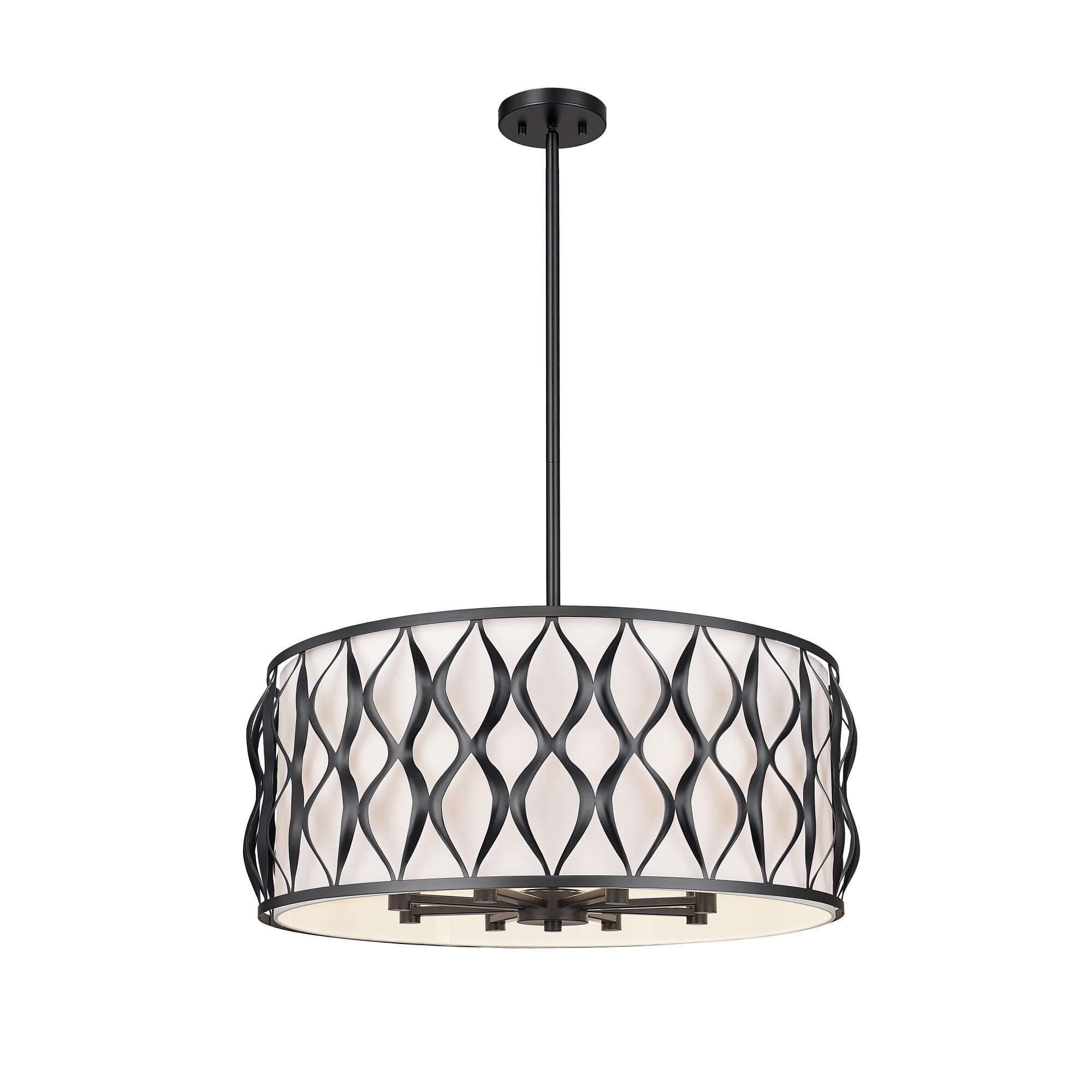 Shown in Matte Black finish and White glass and White shade