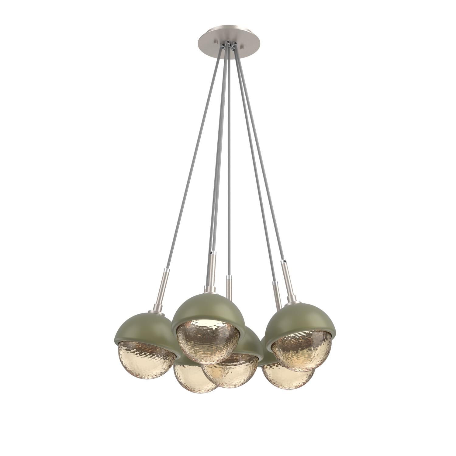 Shown in Beige Silver finish and Amber glass and Sage Green accent