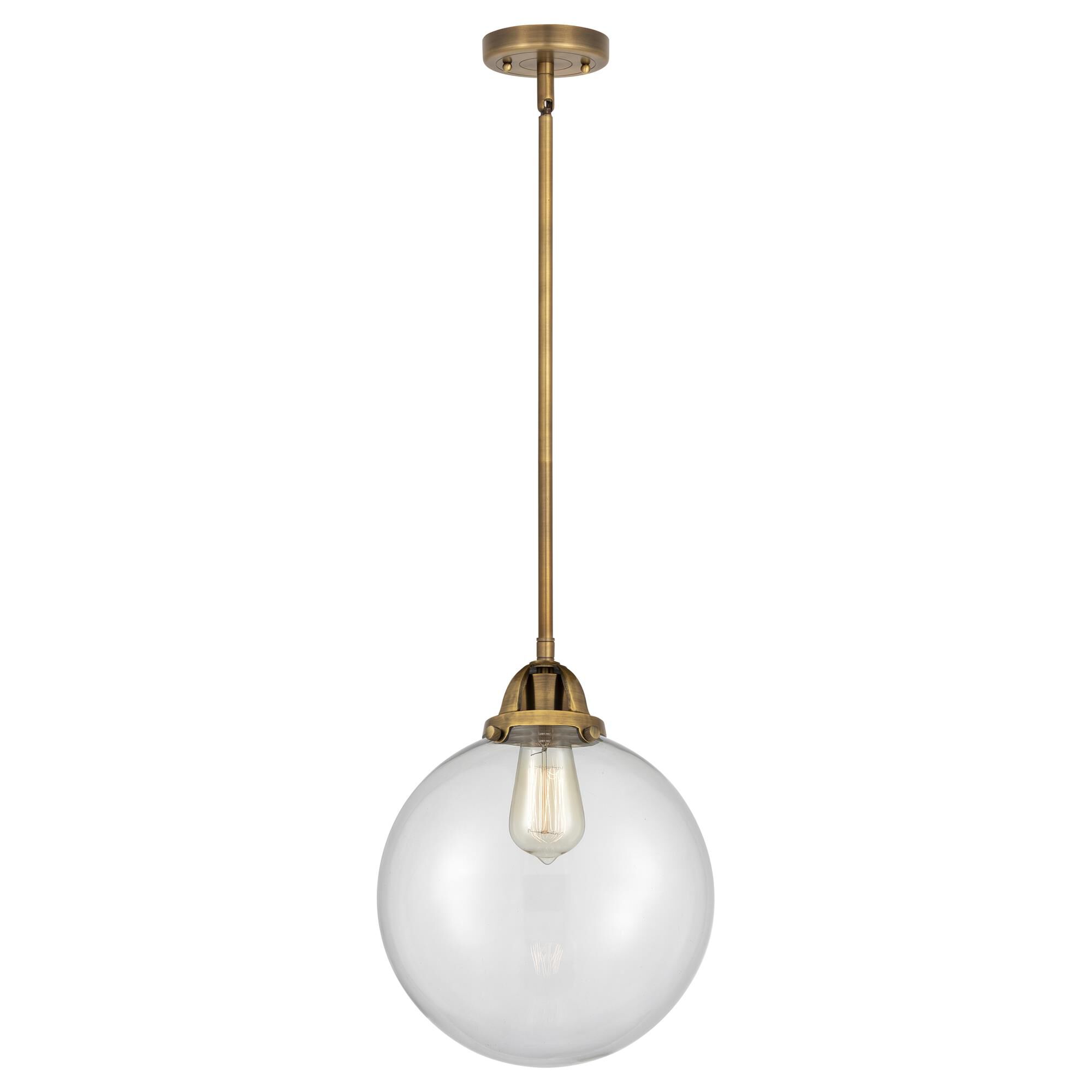 Shown in Brushed Brass finish and Clear Beacon glass and No Shade shade