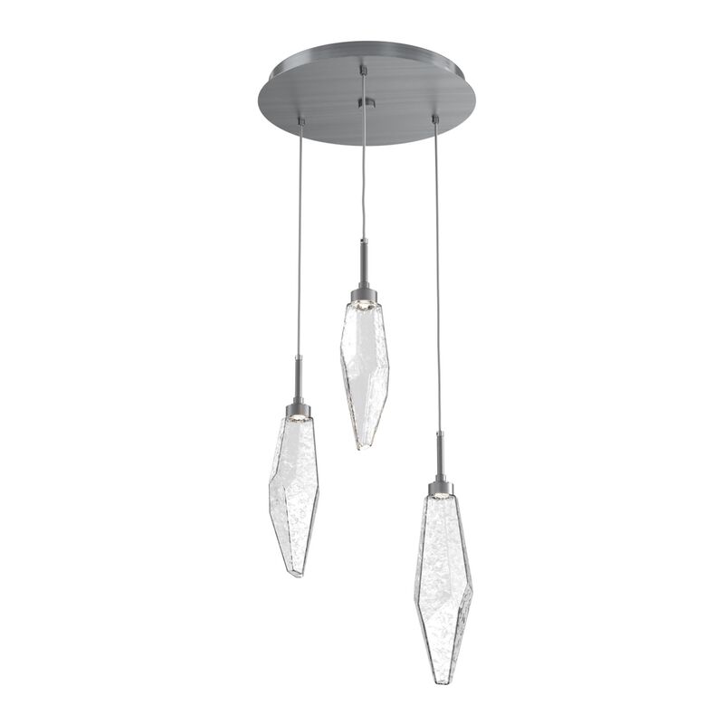 Rock Crystal 17 Inch 3 Light Multi Light Pendant by Hammerton Studio