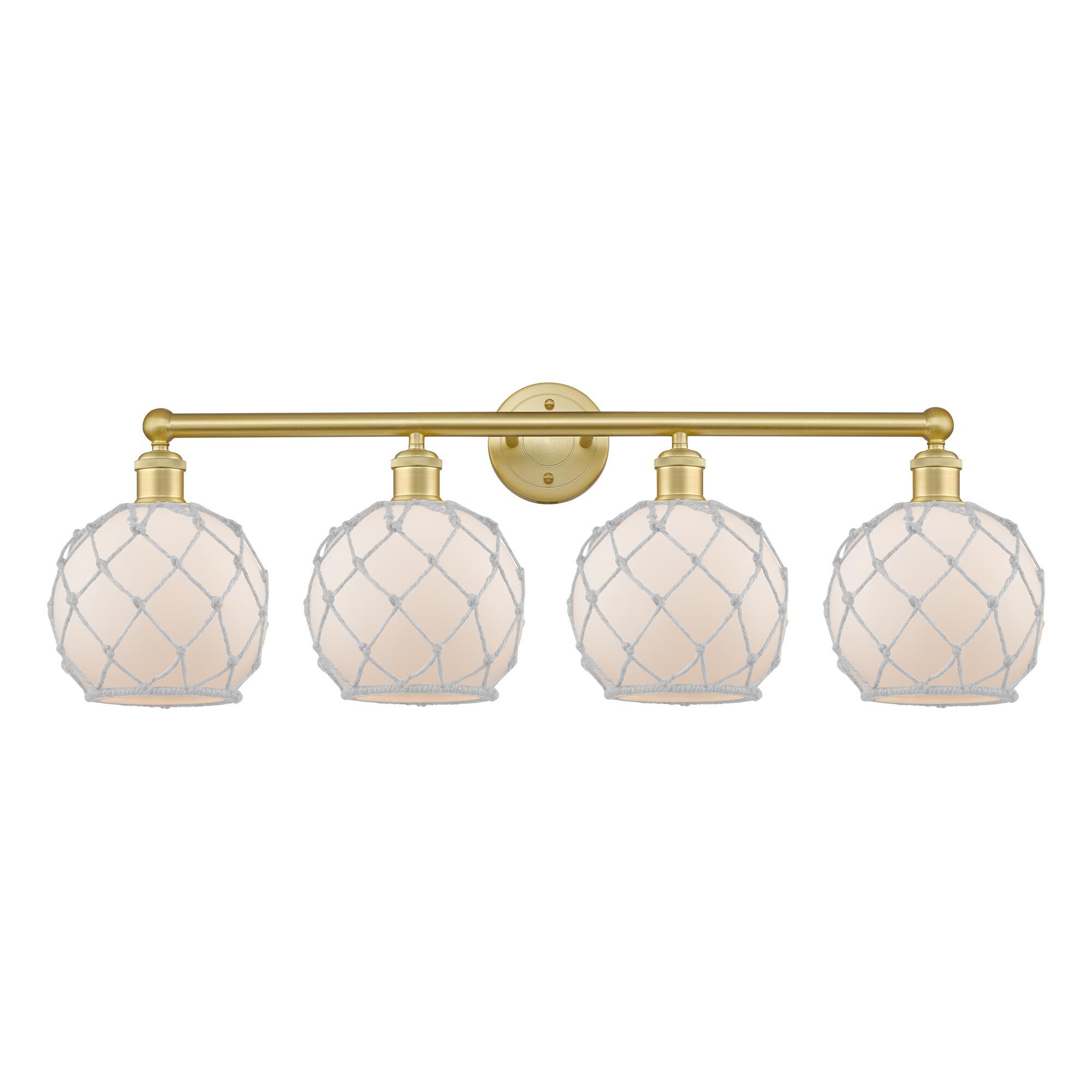 Shown in Satin Gold finish and White with White Rope glass