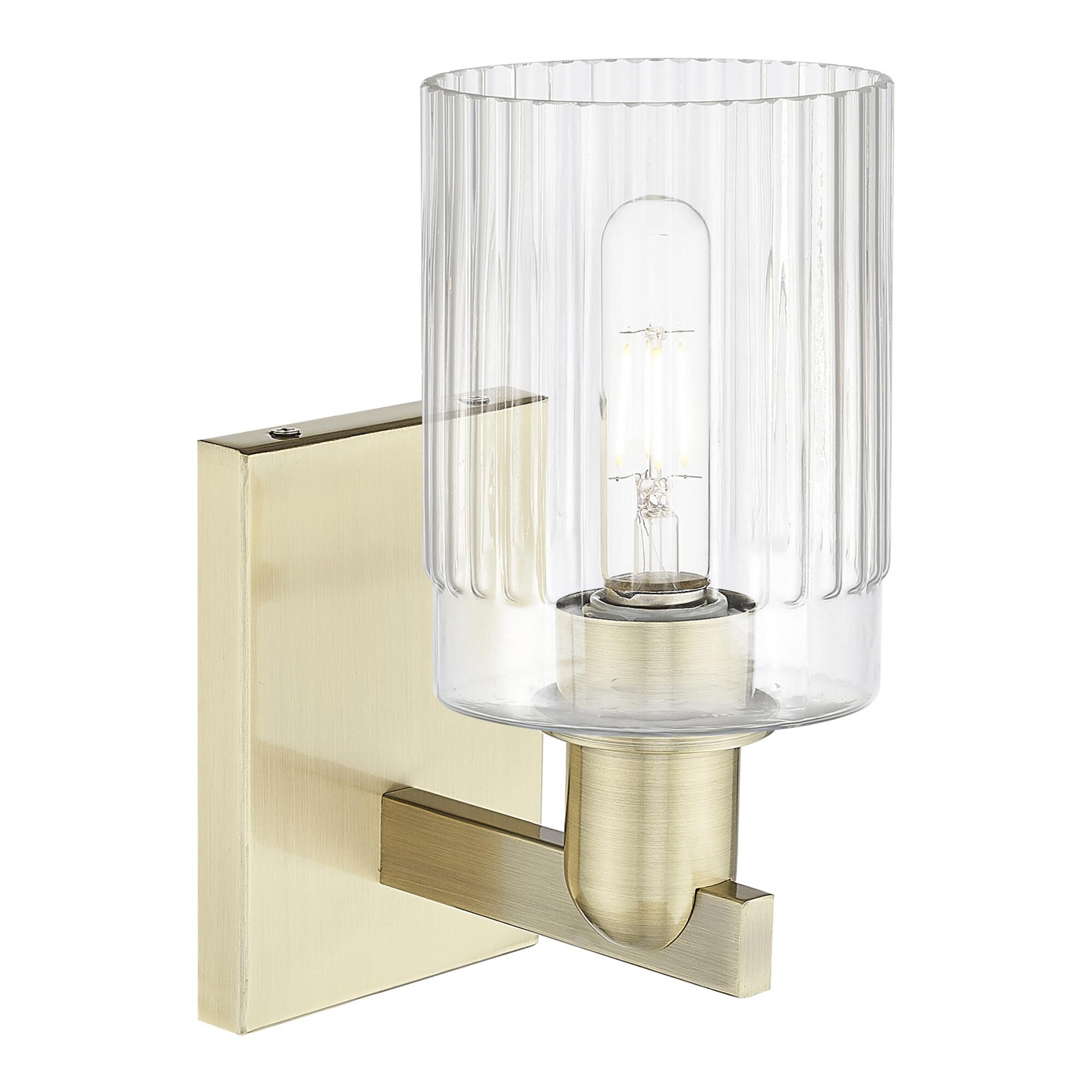 Shown in Antique Brass finish and Clear glass