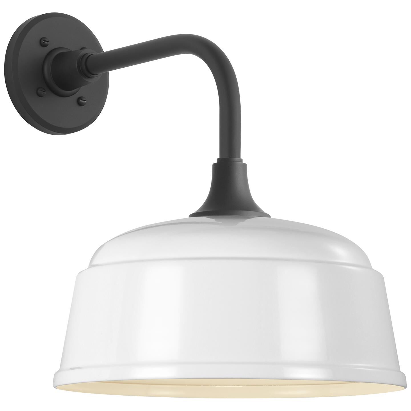 Shown in Matte Black finish and White Rockhouse shade