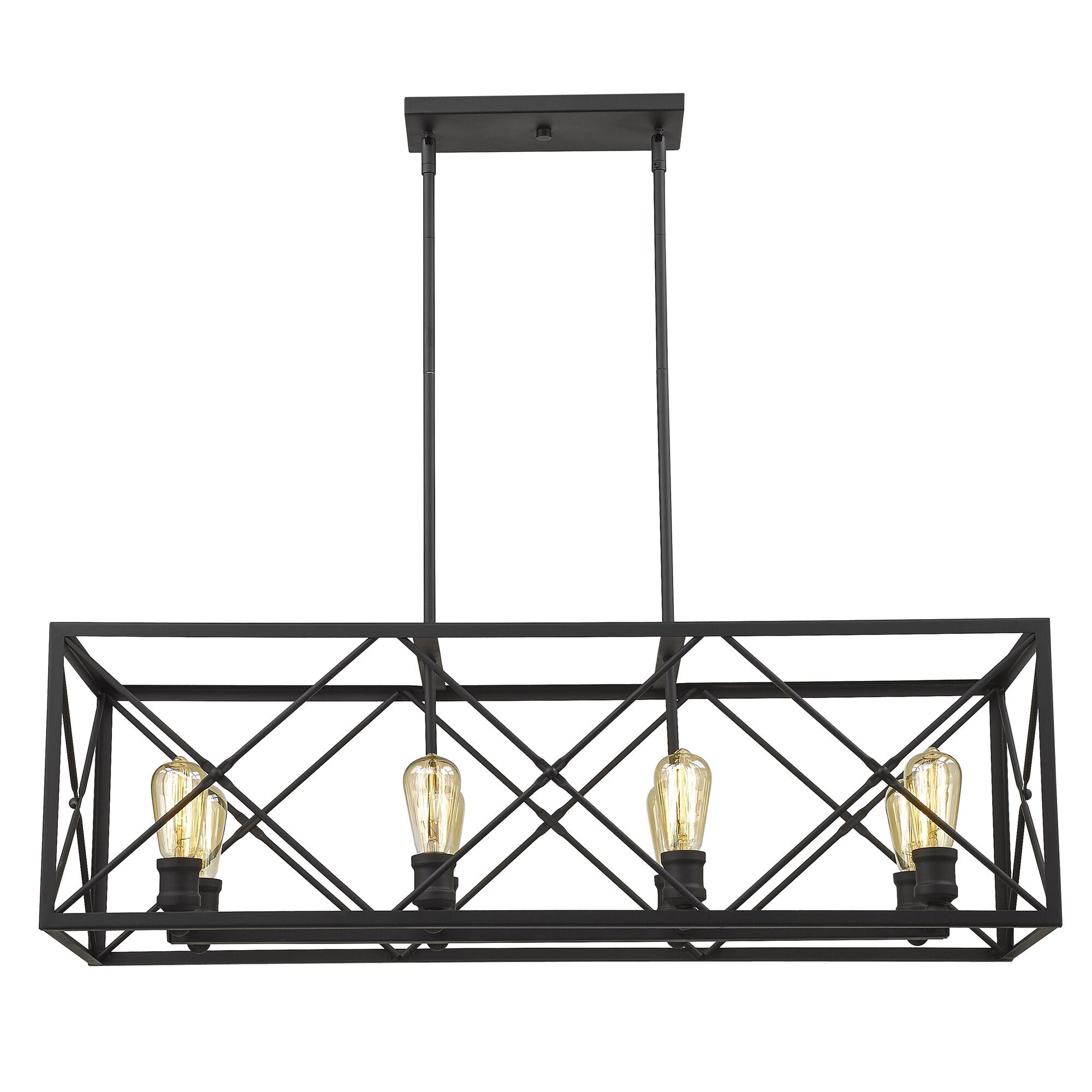 Shown in Matte Black finish and Matte Black glass and Matte Black Metal Cage shade
