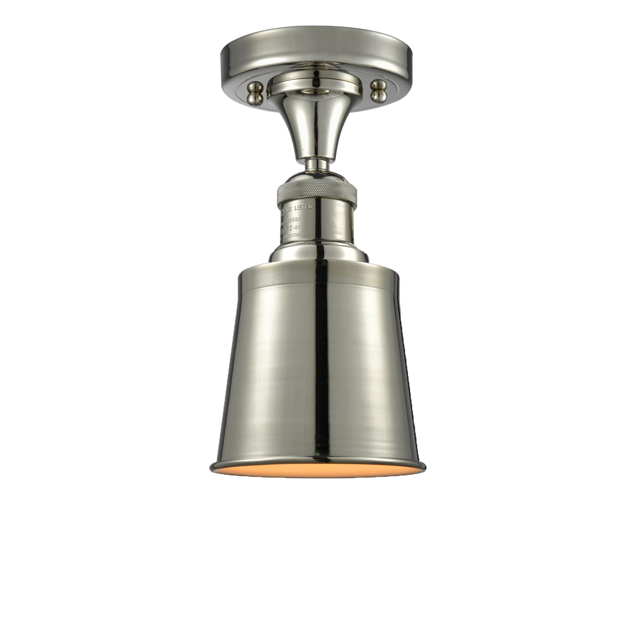 Shown in Polished Nickel finish and Polished Nickel shade