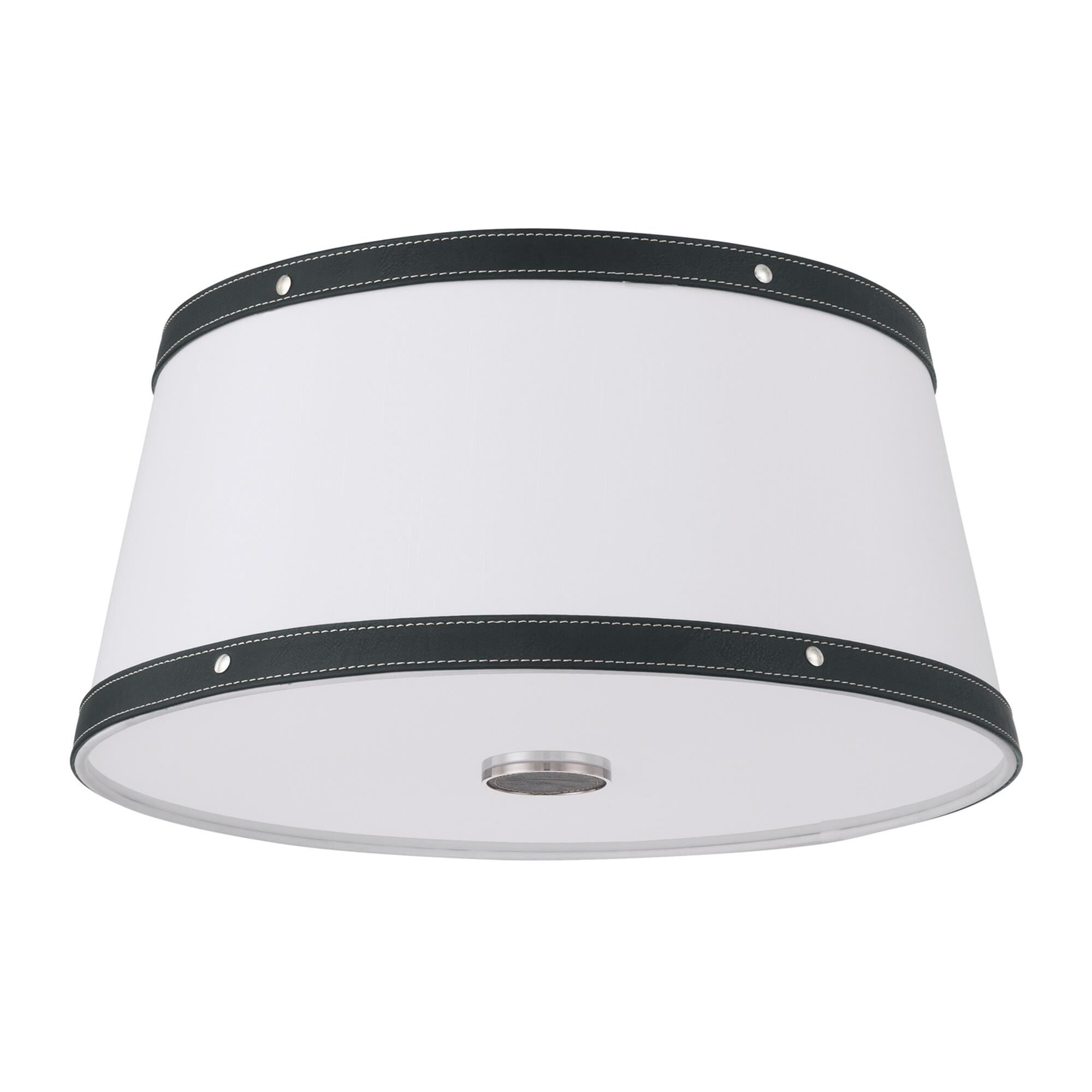 Shown in Polished Nickel finish and Fabric glass and Fabric shade
