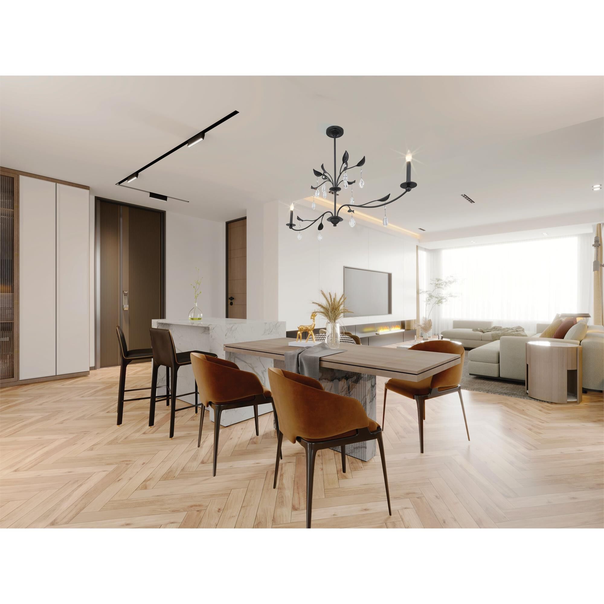 Shown in Textured Black finish and White shade
