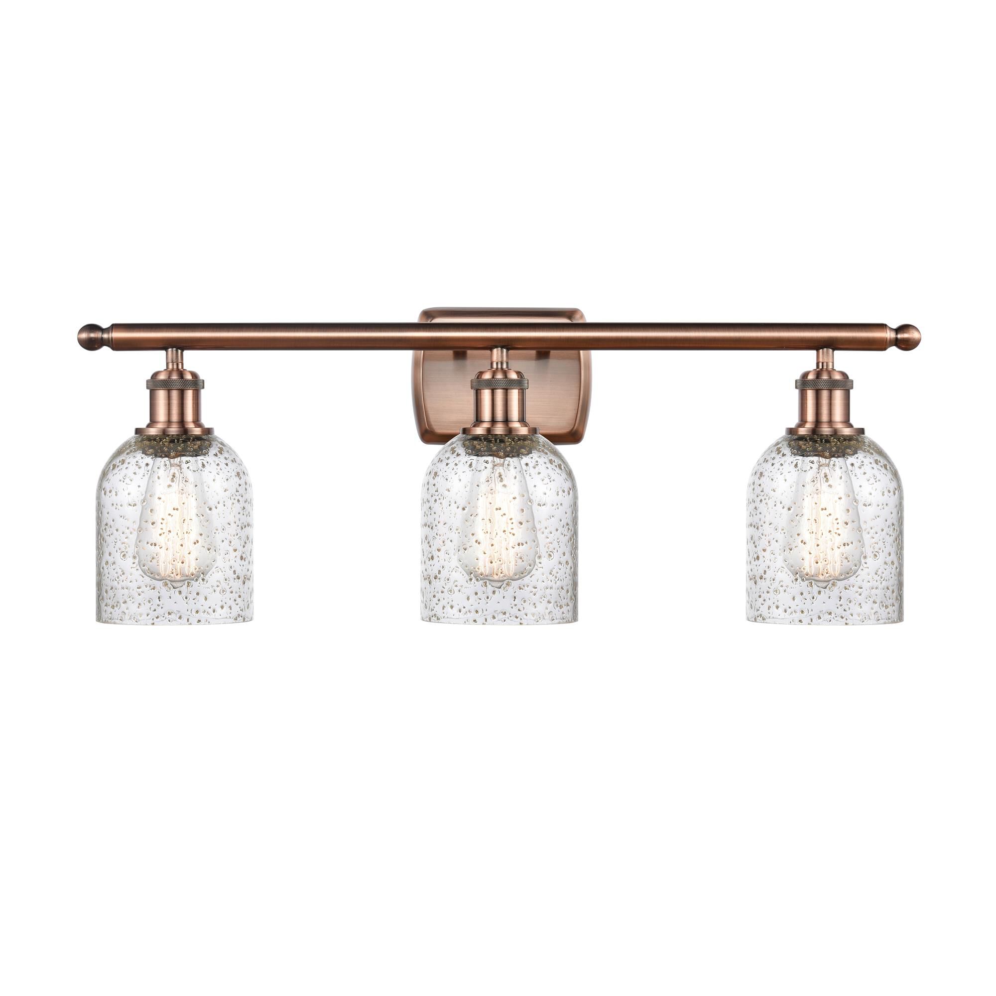Shown in Antique Copper finish and Bell glass and Glass shade