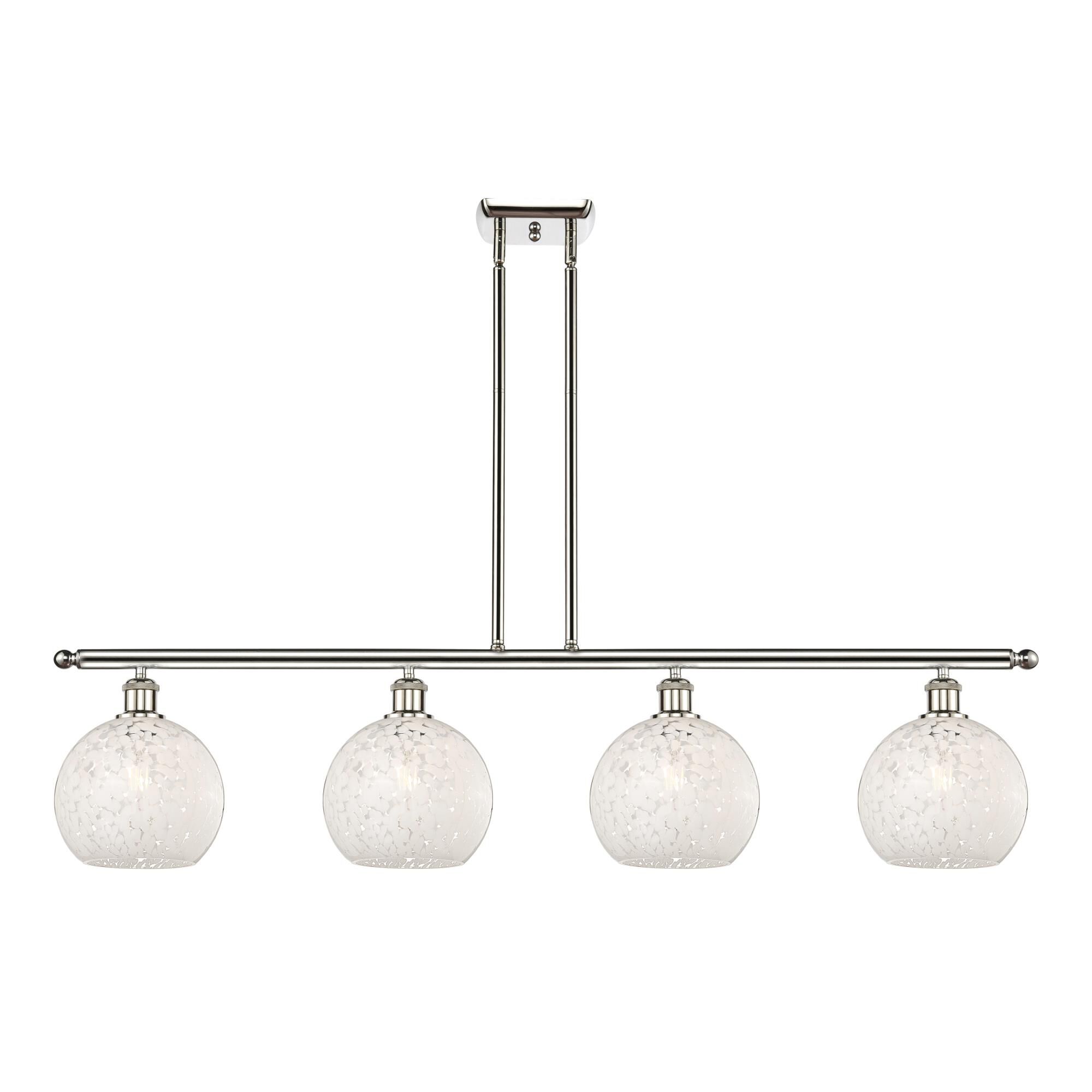 Shown in Polished Nickel finish and White Mouchette glass