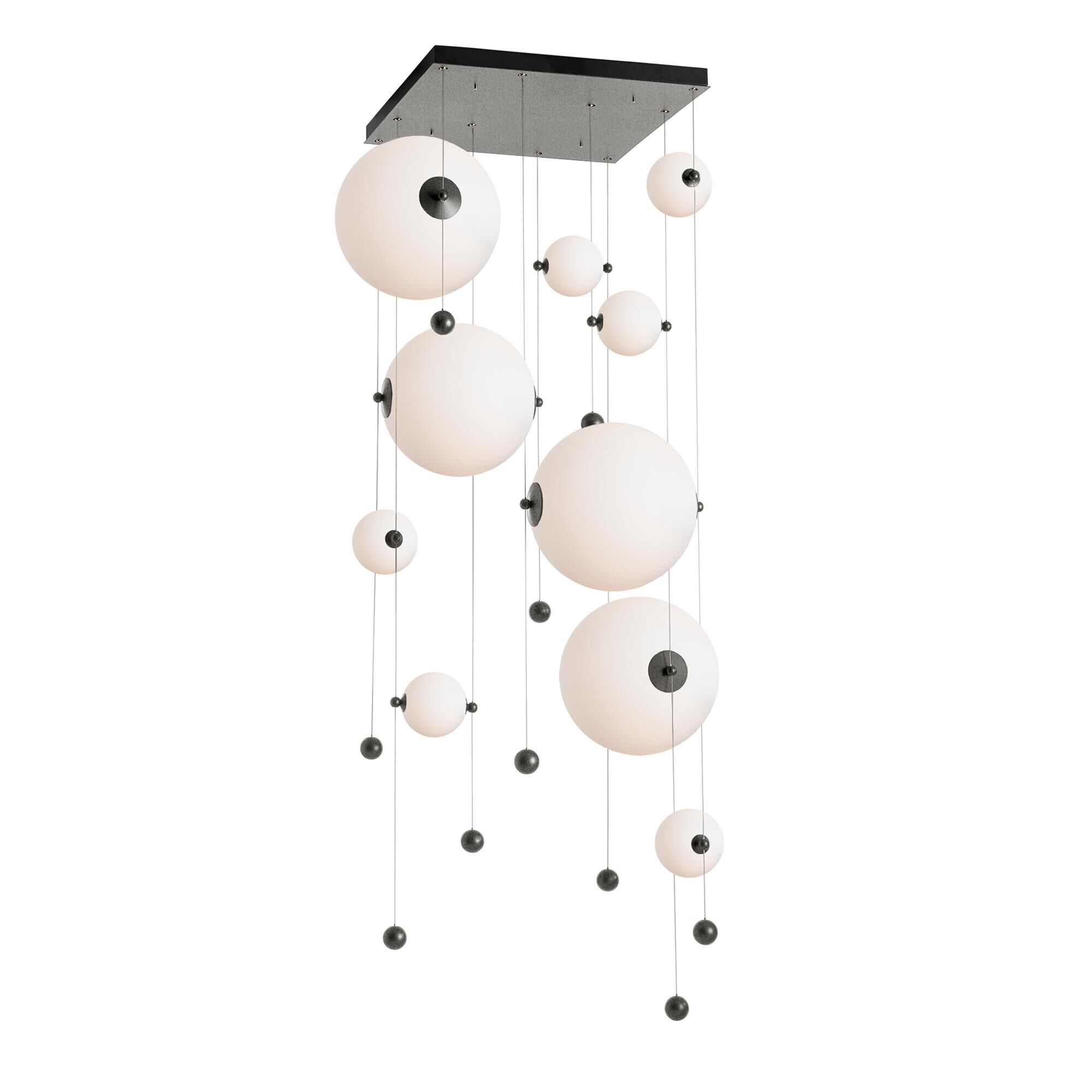 Shown in Natural Iron finish and Abacus Opal glass