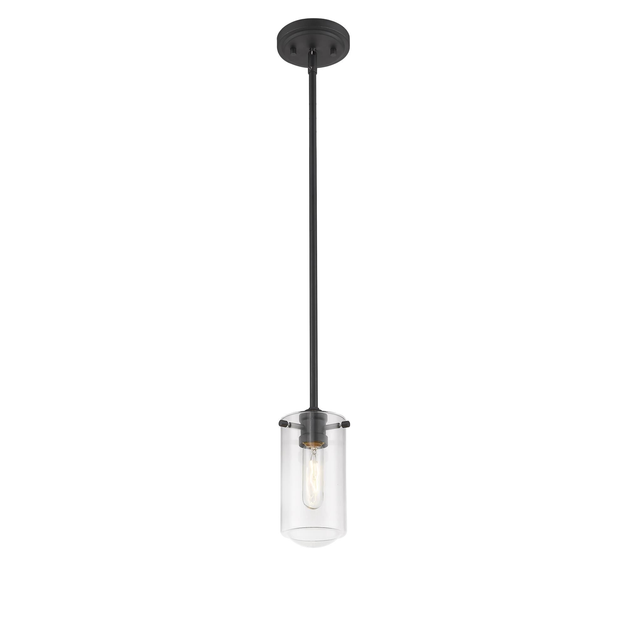 Shown in Matte Black finish and Glass shade