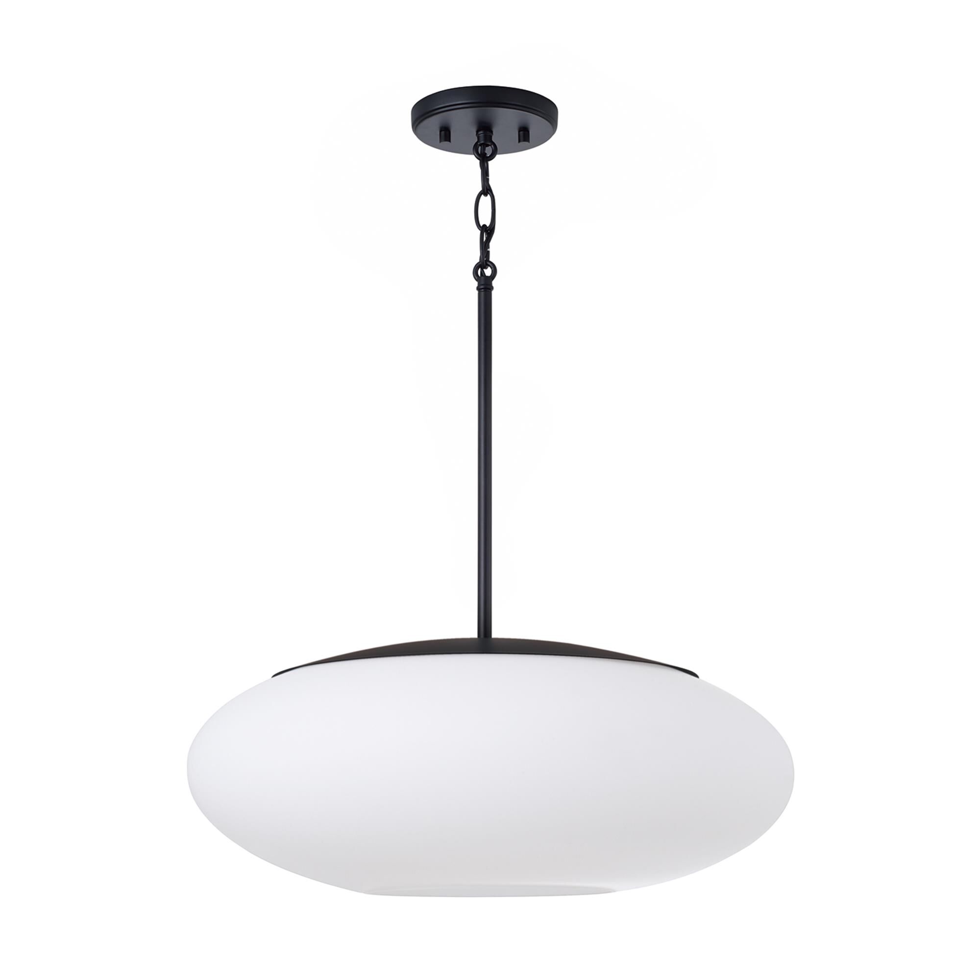 Shown in Matte Black finish and Soft White glass