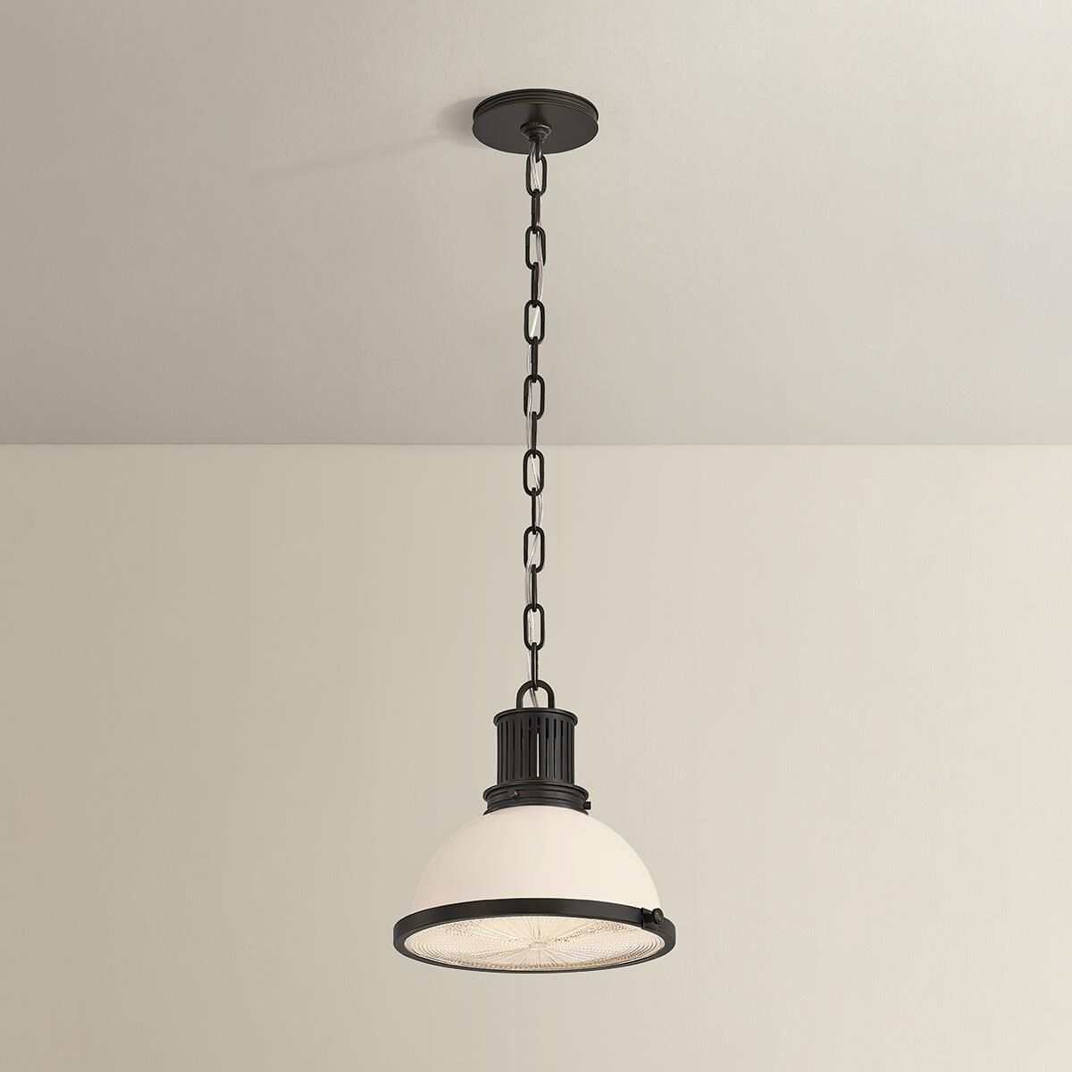 Shown in Distressed Bronze finish and Opal Glossy glass