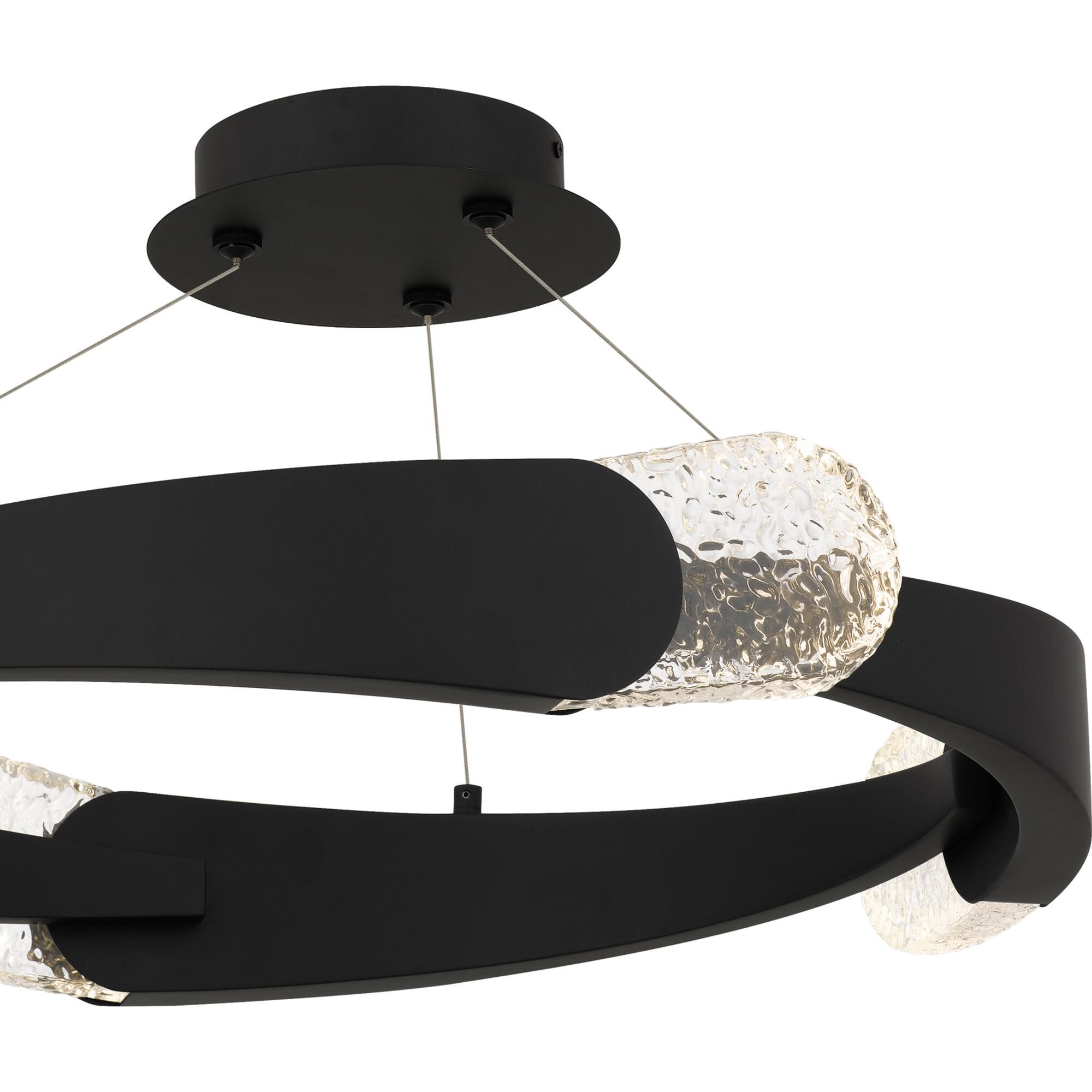 Shown in Matte Black finish and Clear Textured Glass shade