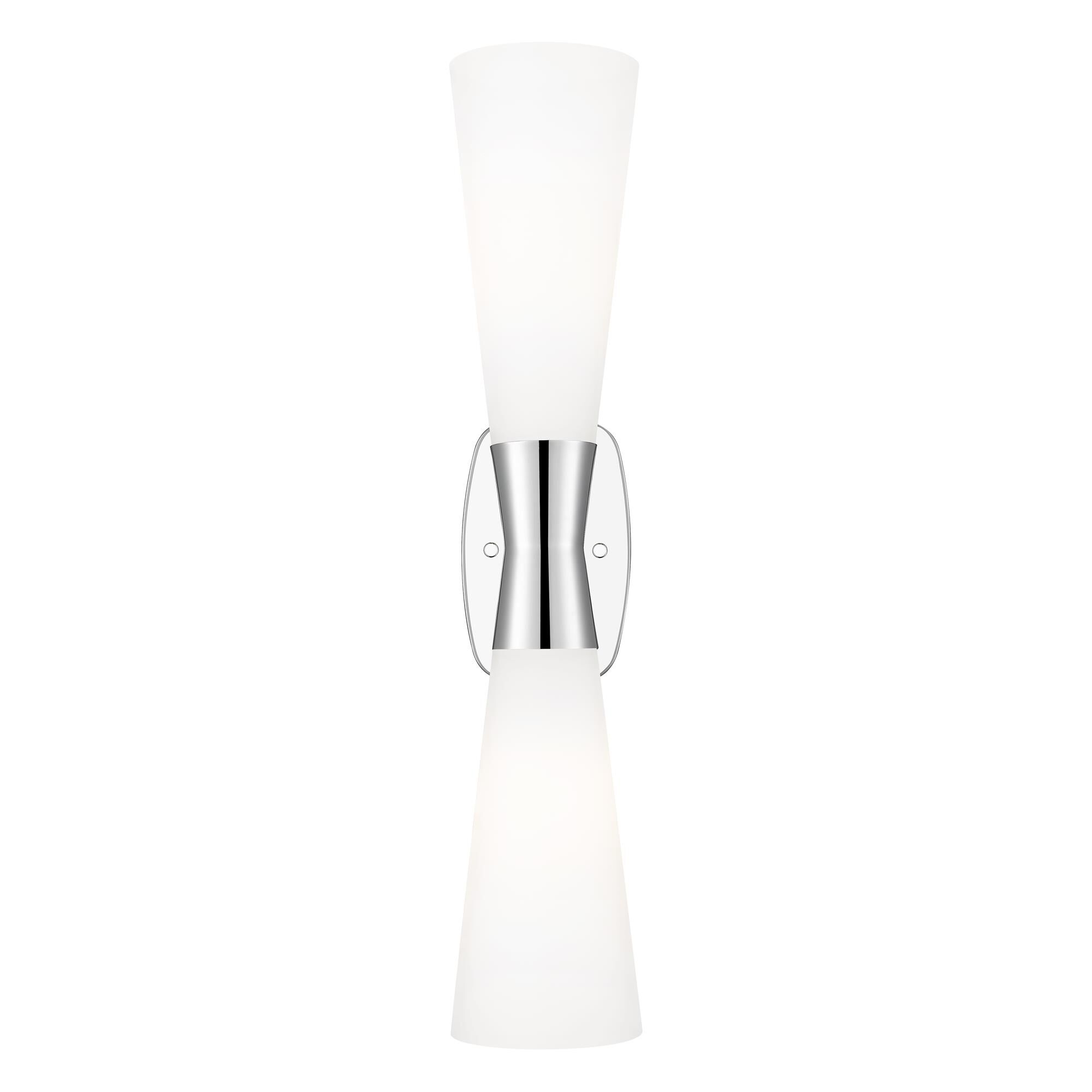 Shown in Polished Nickel finish and White Opal glass