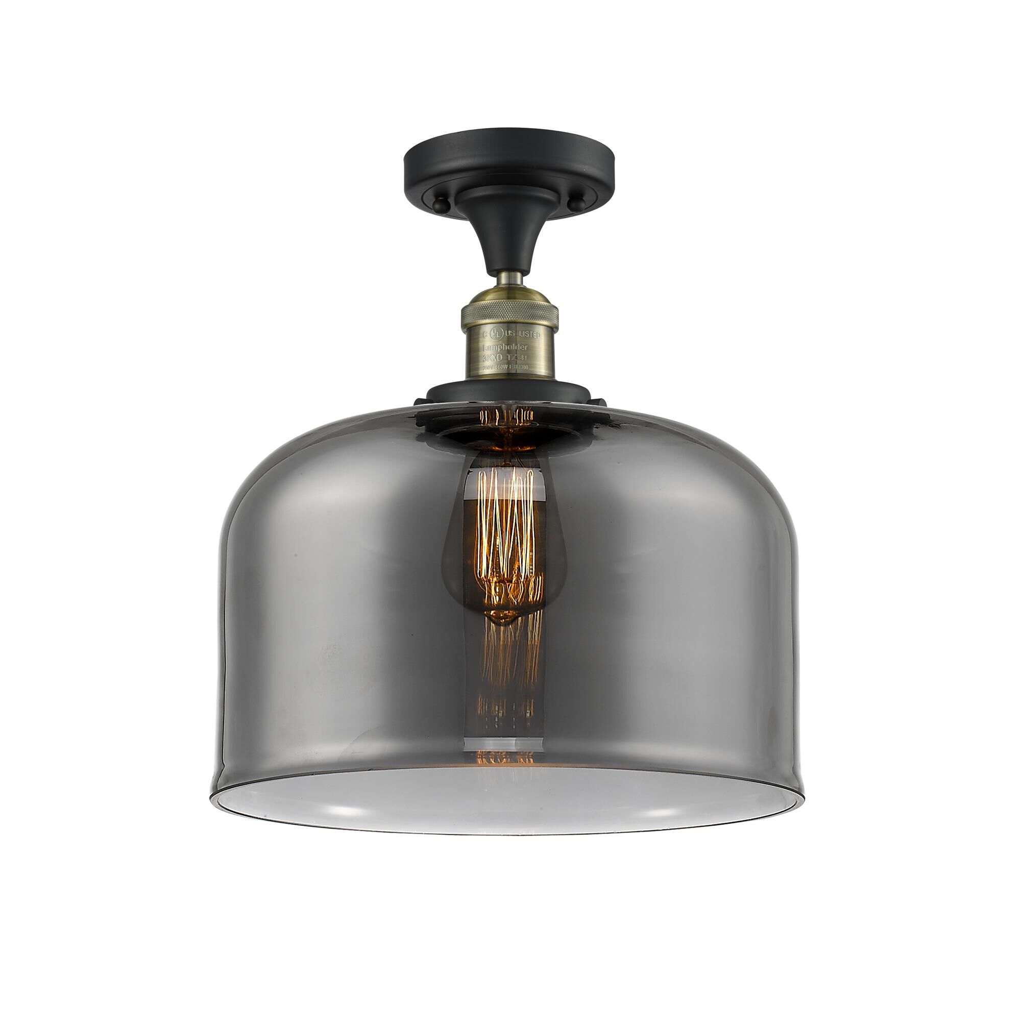 Shown in Black Antique Brass finish and Plated Smoke glass
