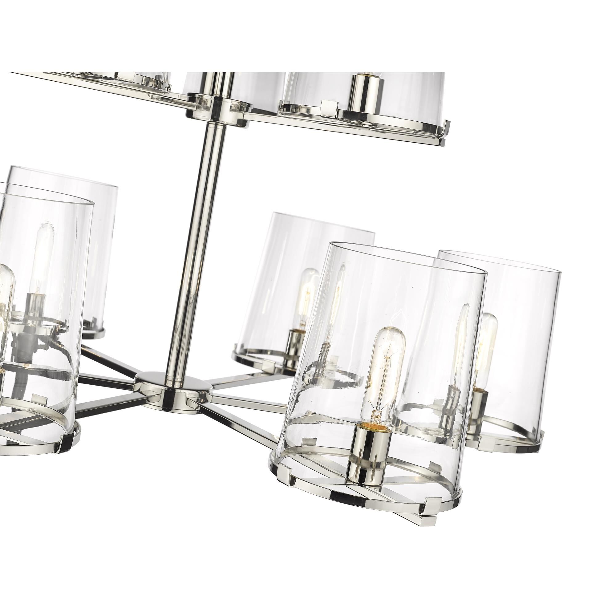Shown in Polished Nickel finish and Glass shade
