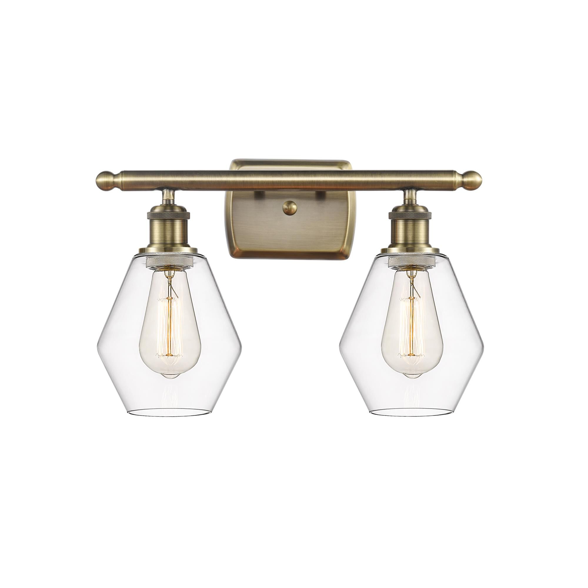 Shown in Antique Brass  finish and Clear glass