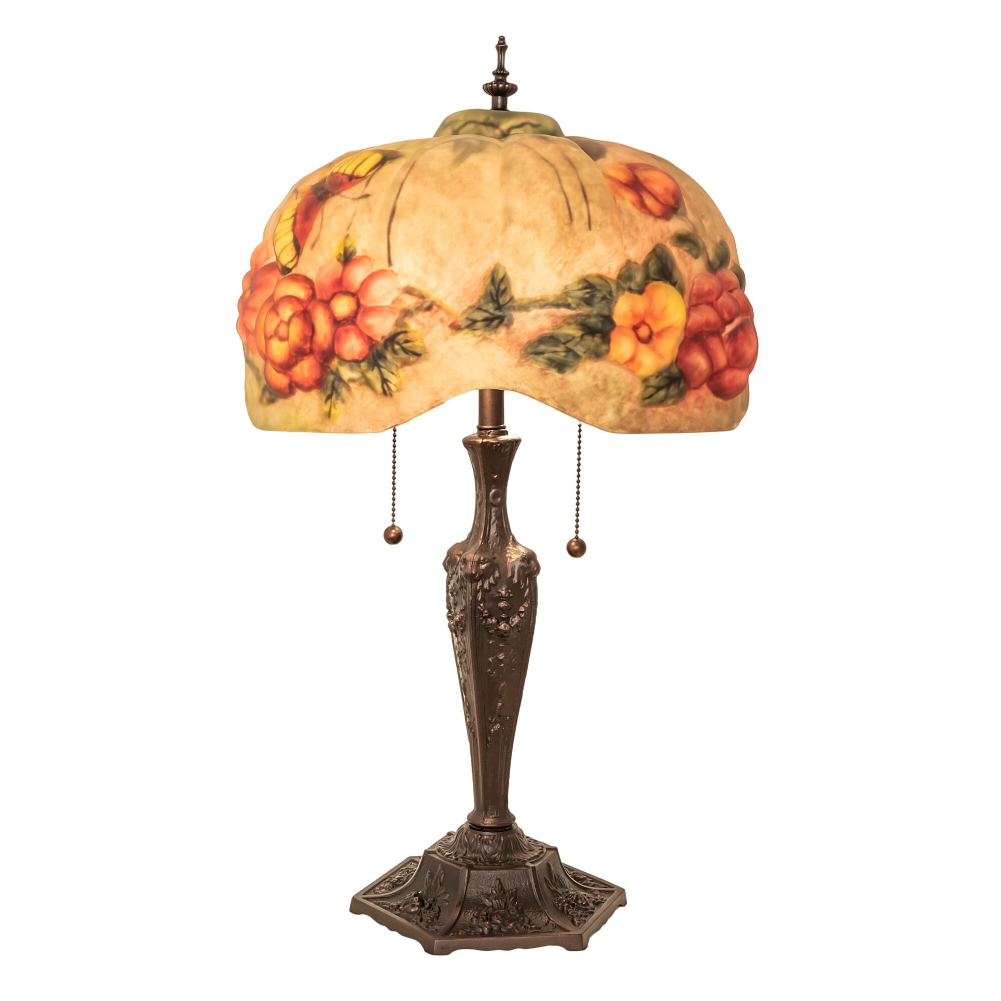 Shown in Mahogany Bronze finish and Ruby;Coral;Sunflower;Green;Beige glass