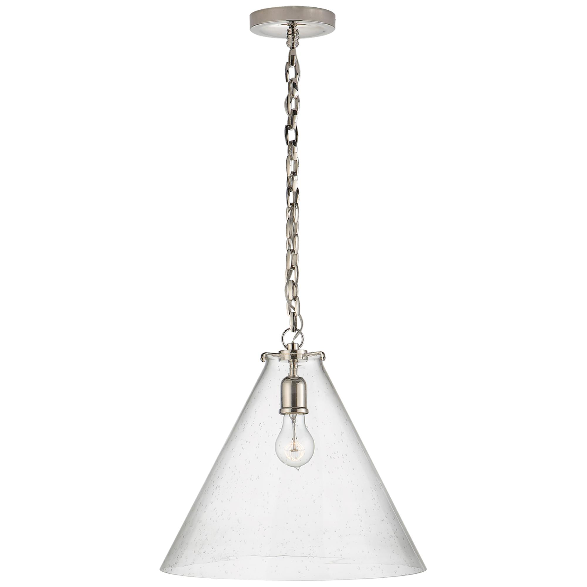 Shown in Polished Nickel finish and Seeded glass