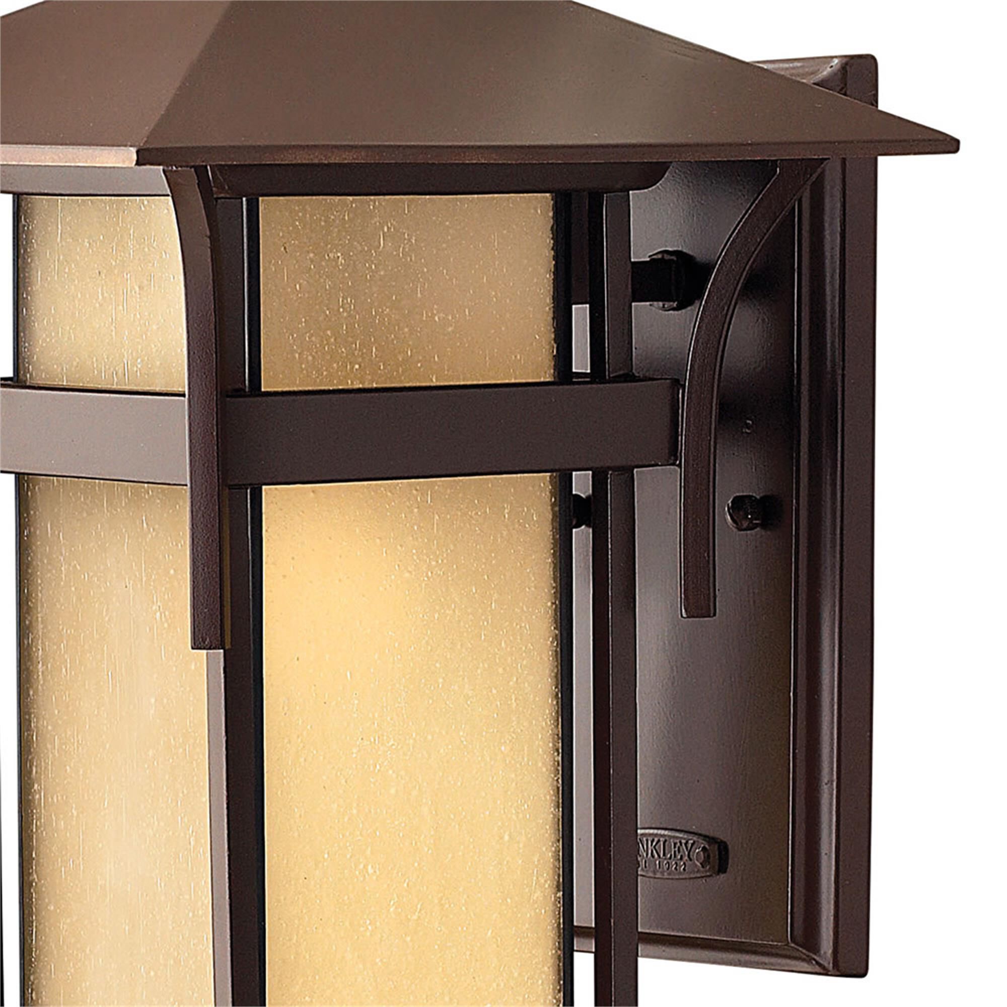 Shown in Anchor Bronze finish and Etched Amber Seedy Bound glass
