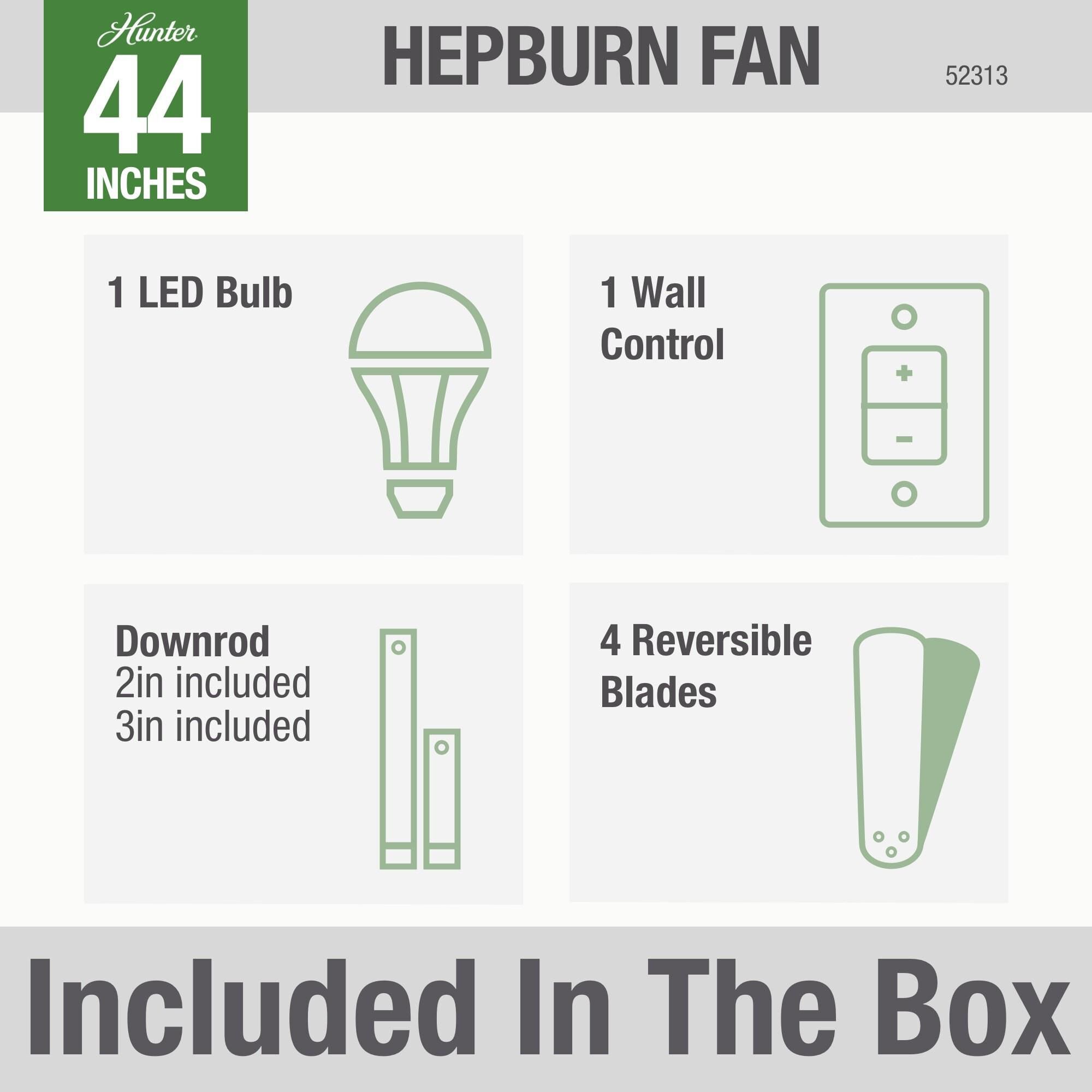 Hepburn 44 Inch Ceiling Fan with Light Kit by Hunter Fan