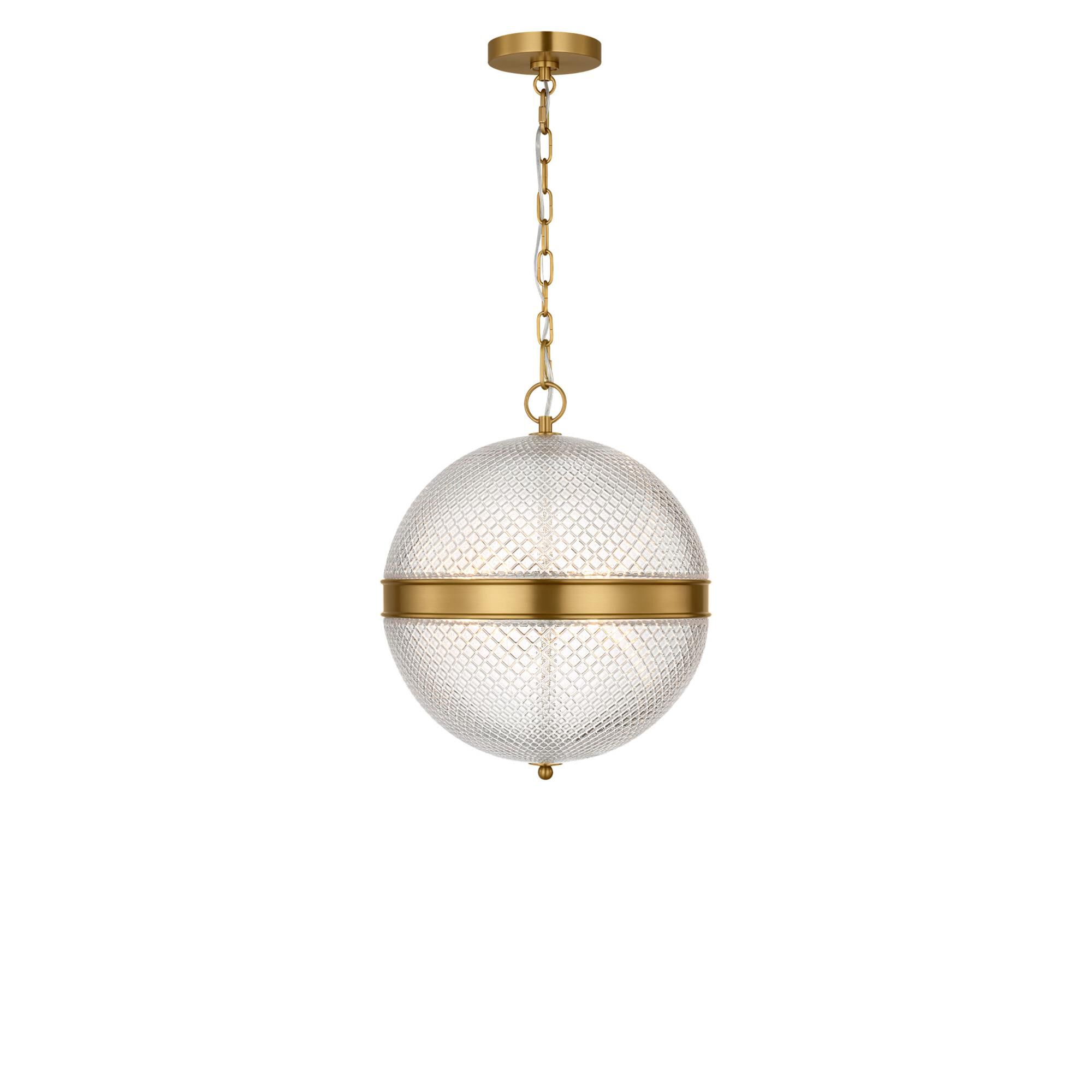 Shown in Burnished Brass finish and Textured Transparent Prismatic glass