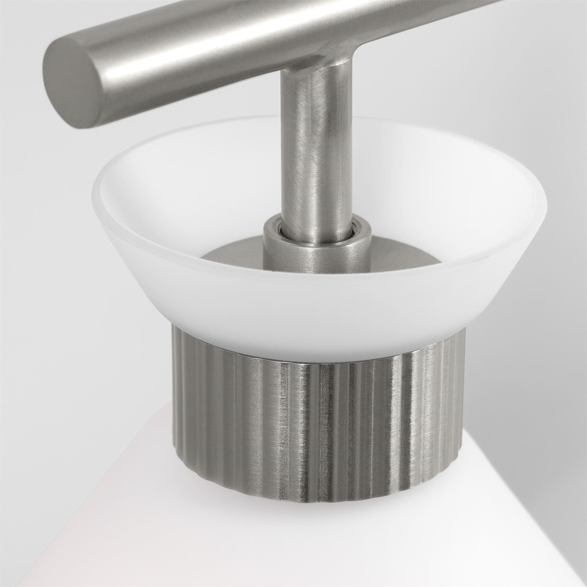 Shown in Brushed Steel finish and Etched White glass