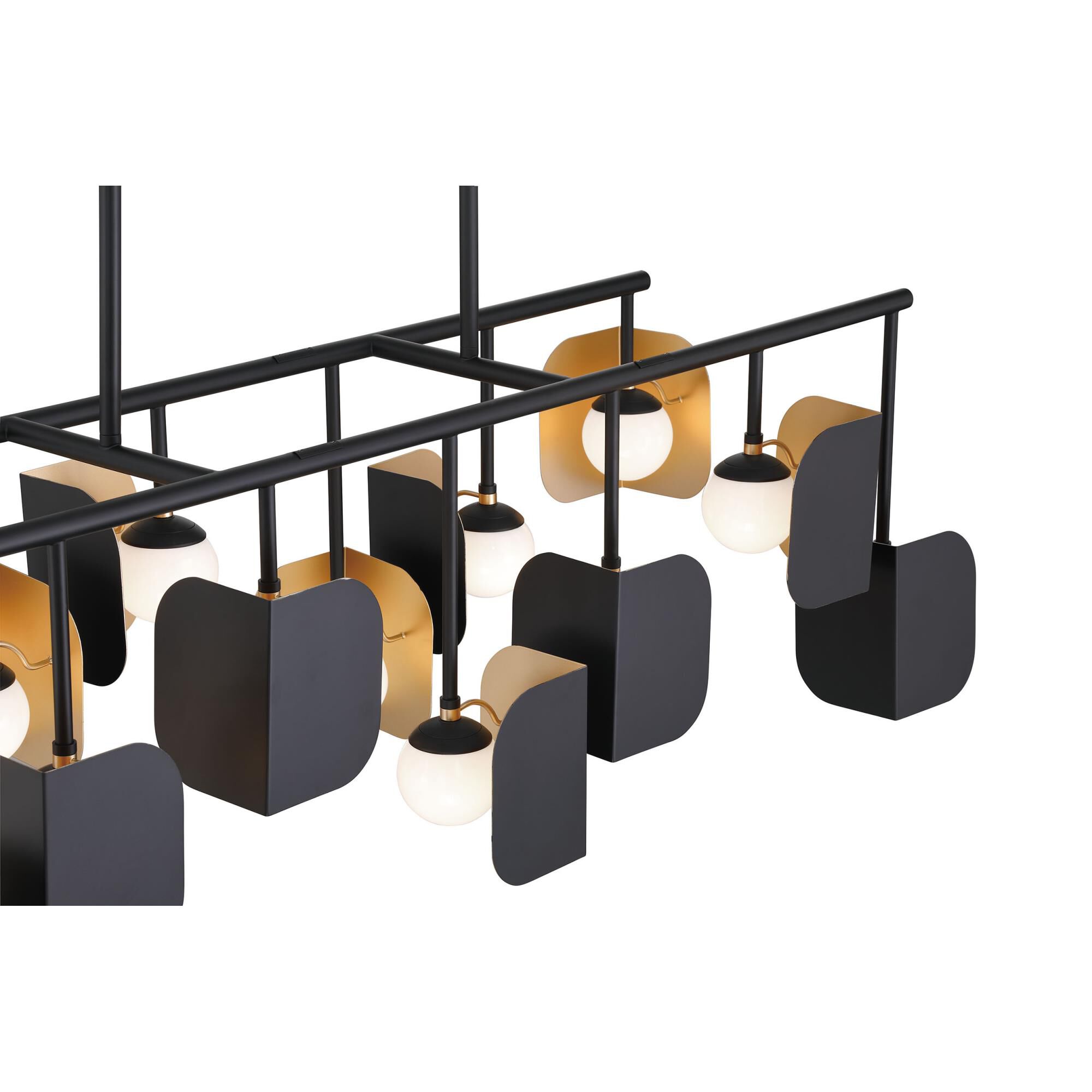 Shown in Gold-Black finish and White glass