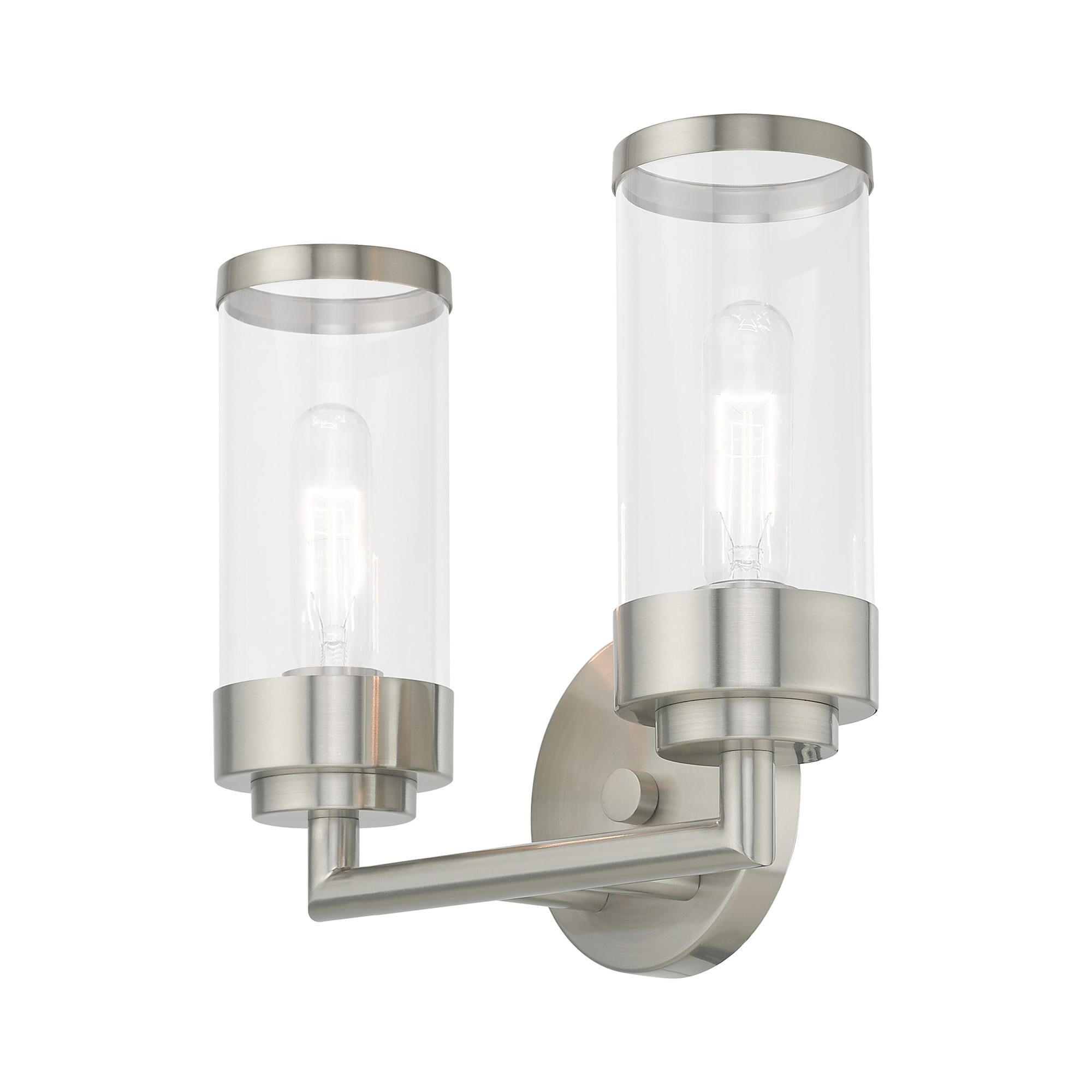 Shown in Brushed Nickel finish and Clear glass