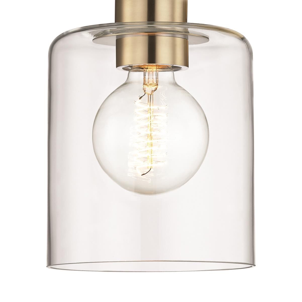 Shown in Aged Brass finish and Opal Etched glass