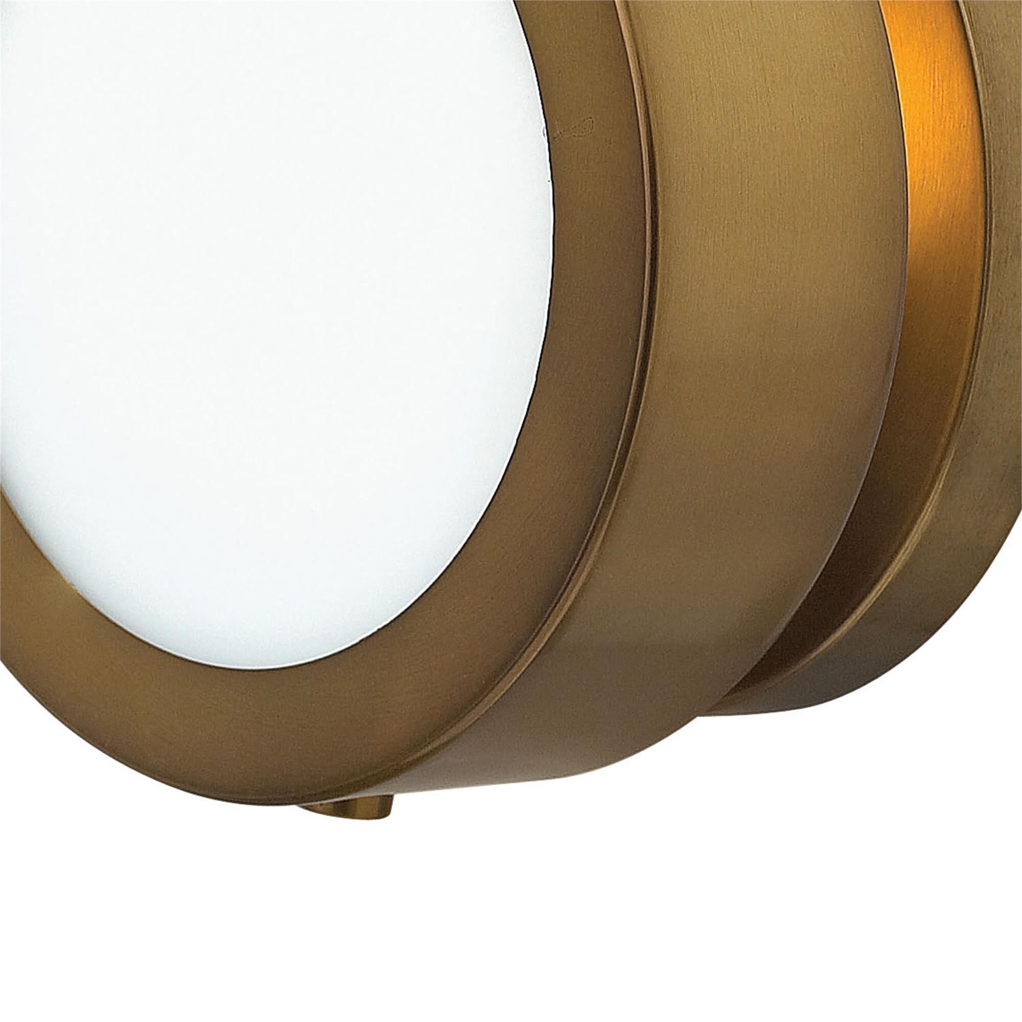 Shown in Heritage Brass finish and Etched Opal glass