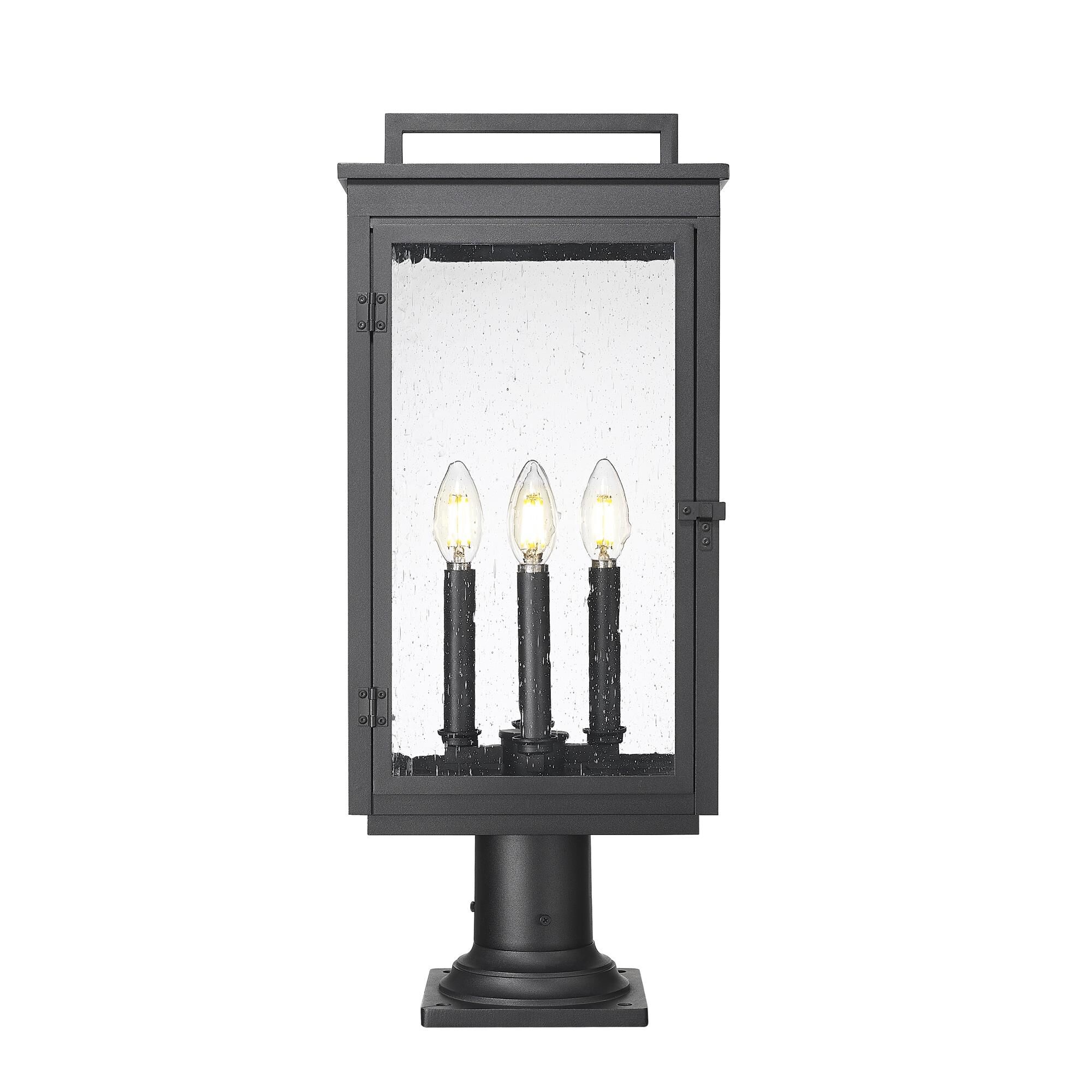 Shown in Sand Black finish and Clear Seedy glass and Clear Seedy shade