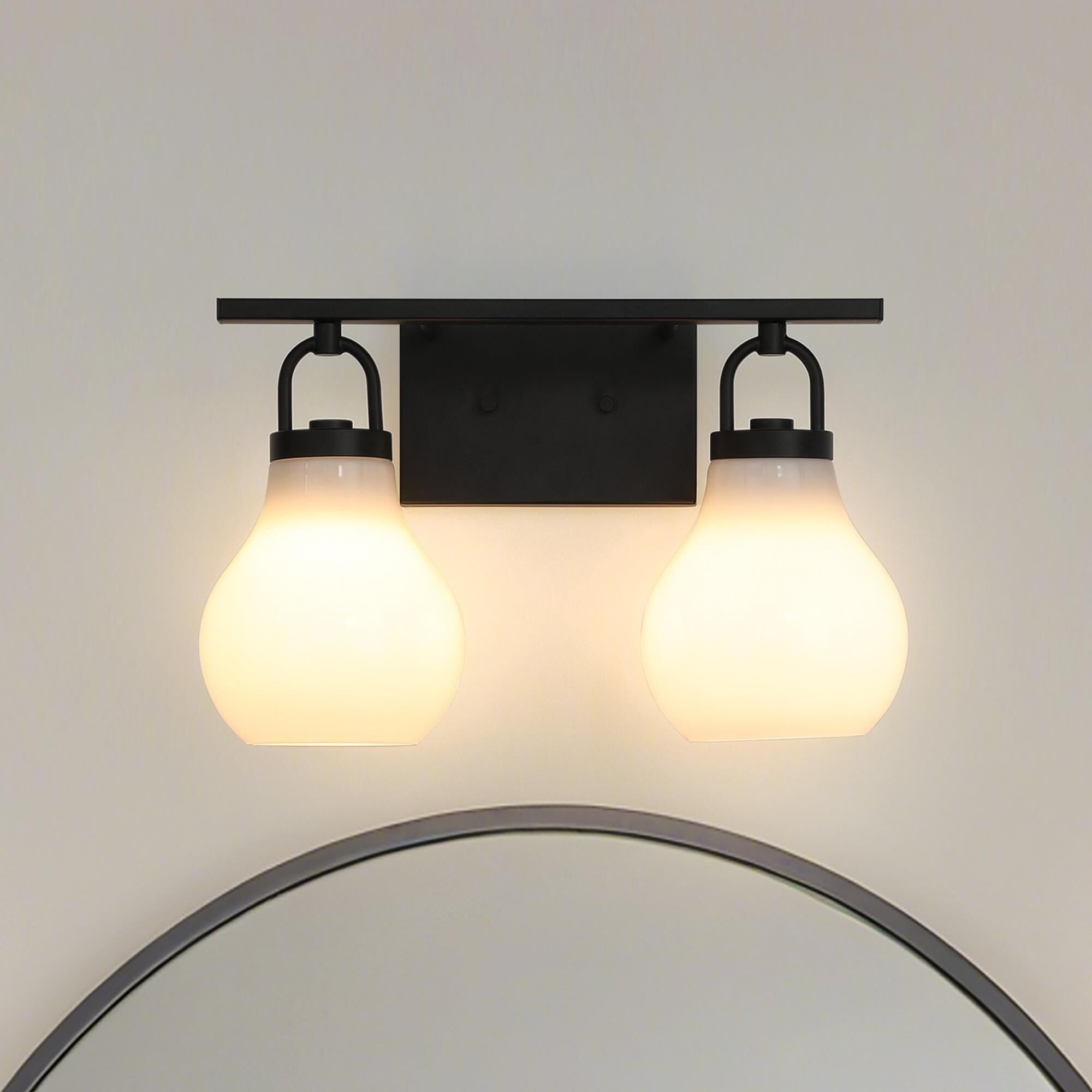 Shown in Matte Black finish and Opal glass