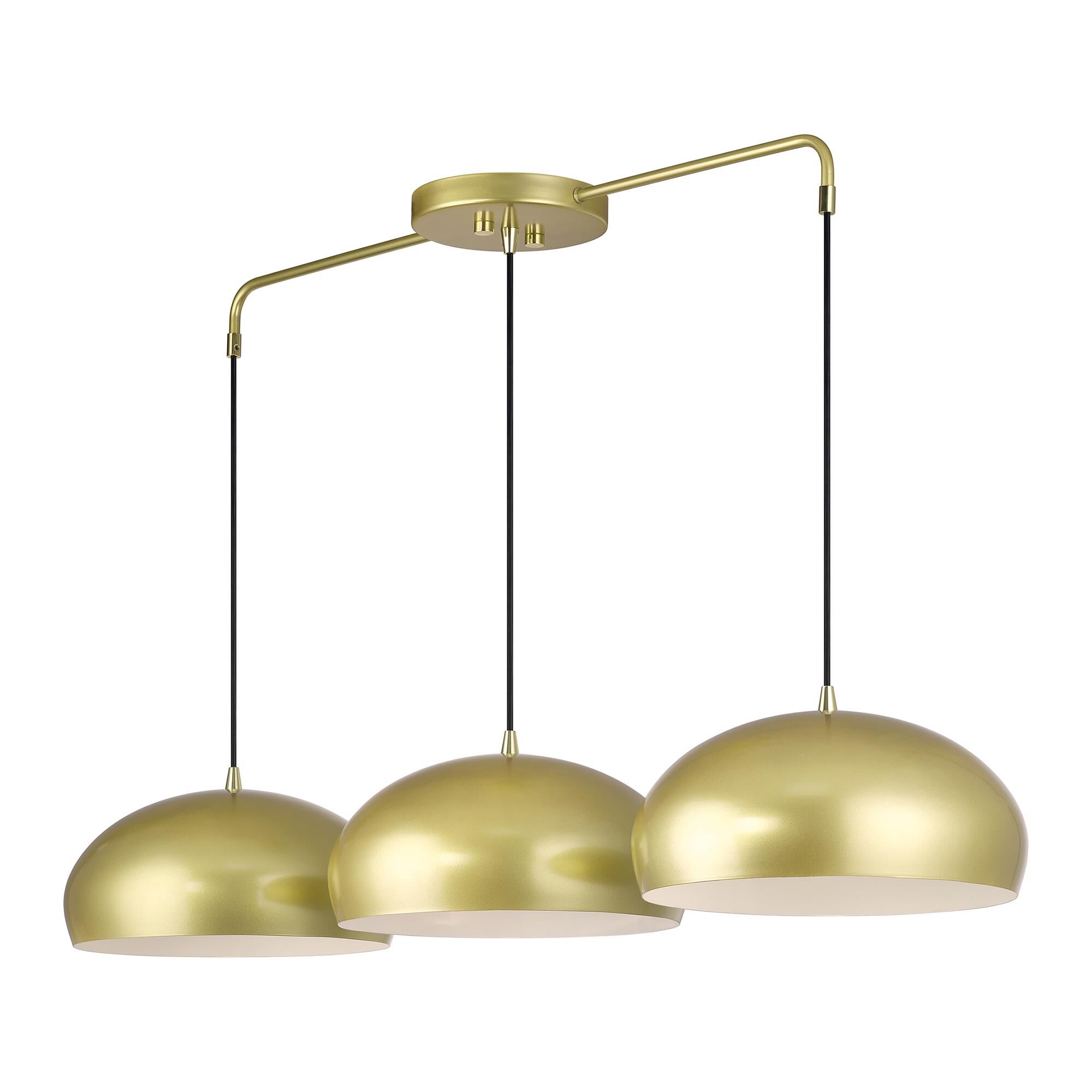 Shown in Soft Gold with Polished Brass Accents finish and Soft Gold Steel with Shiny White Inside shade