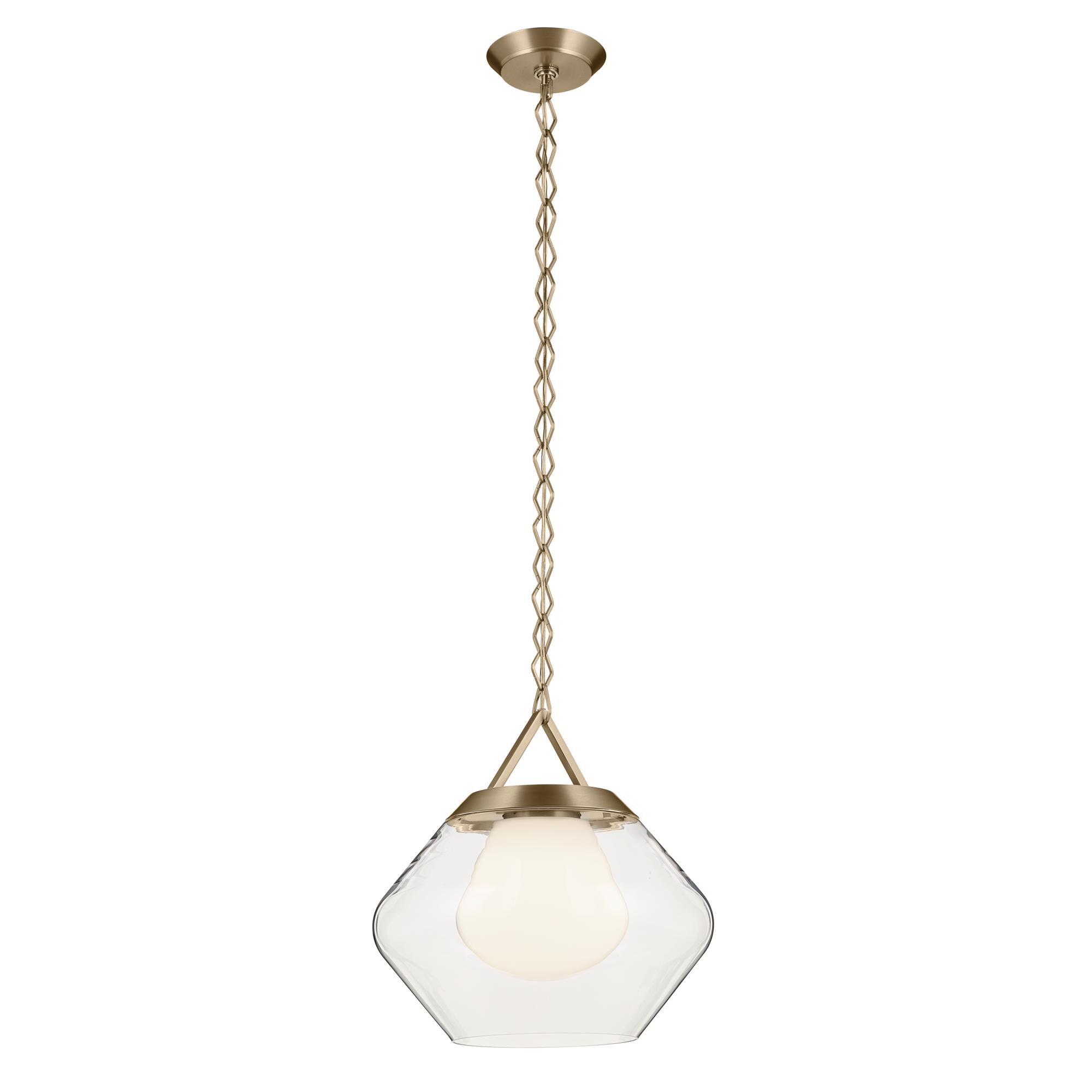 Shown in Champagne Bronze finish and Clear Outer Glass with Opal Interior glass
