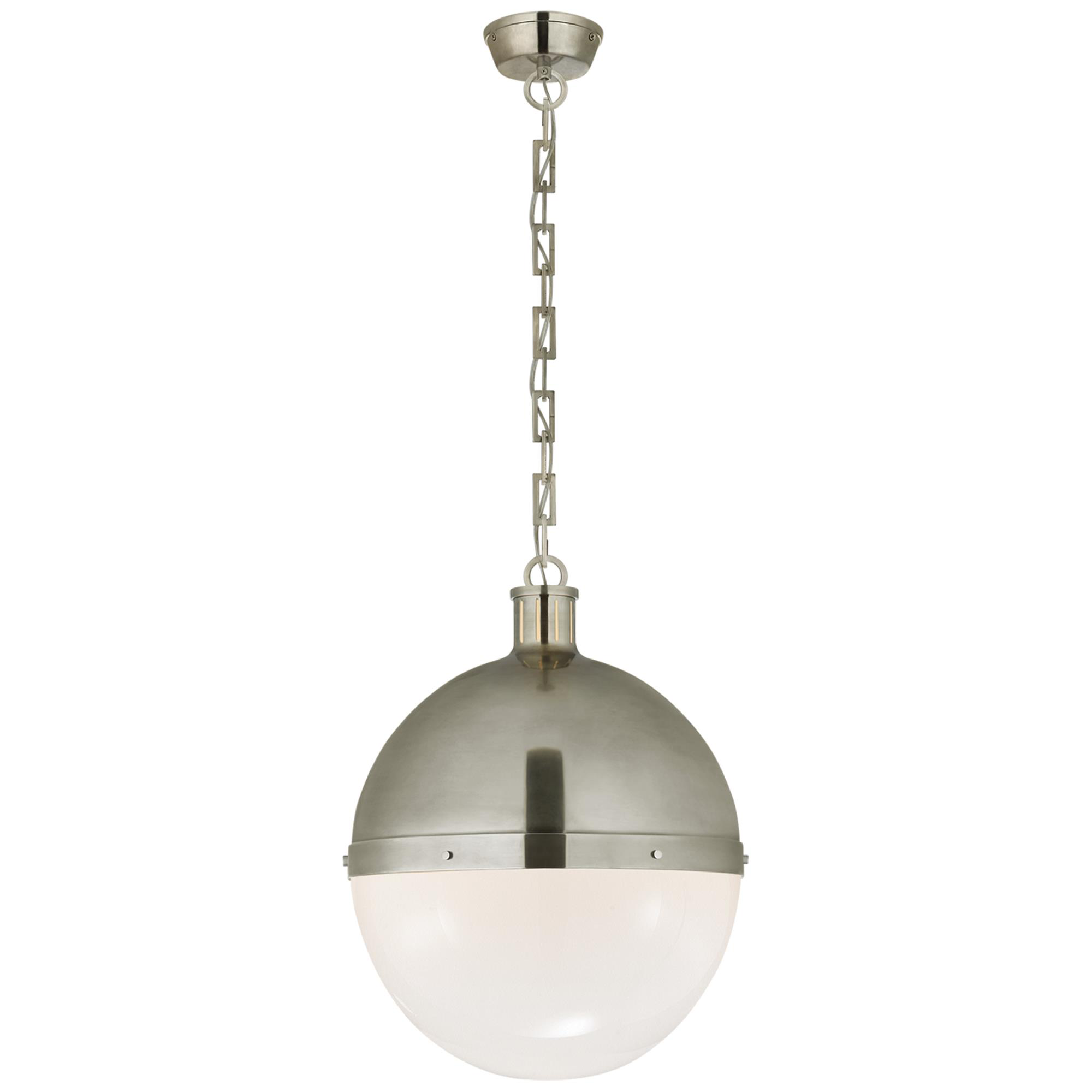 Shown in Antique Nickel finish and White glass
