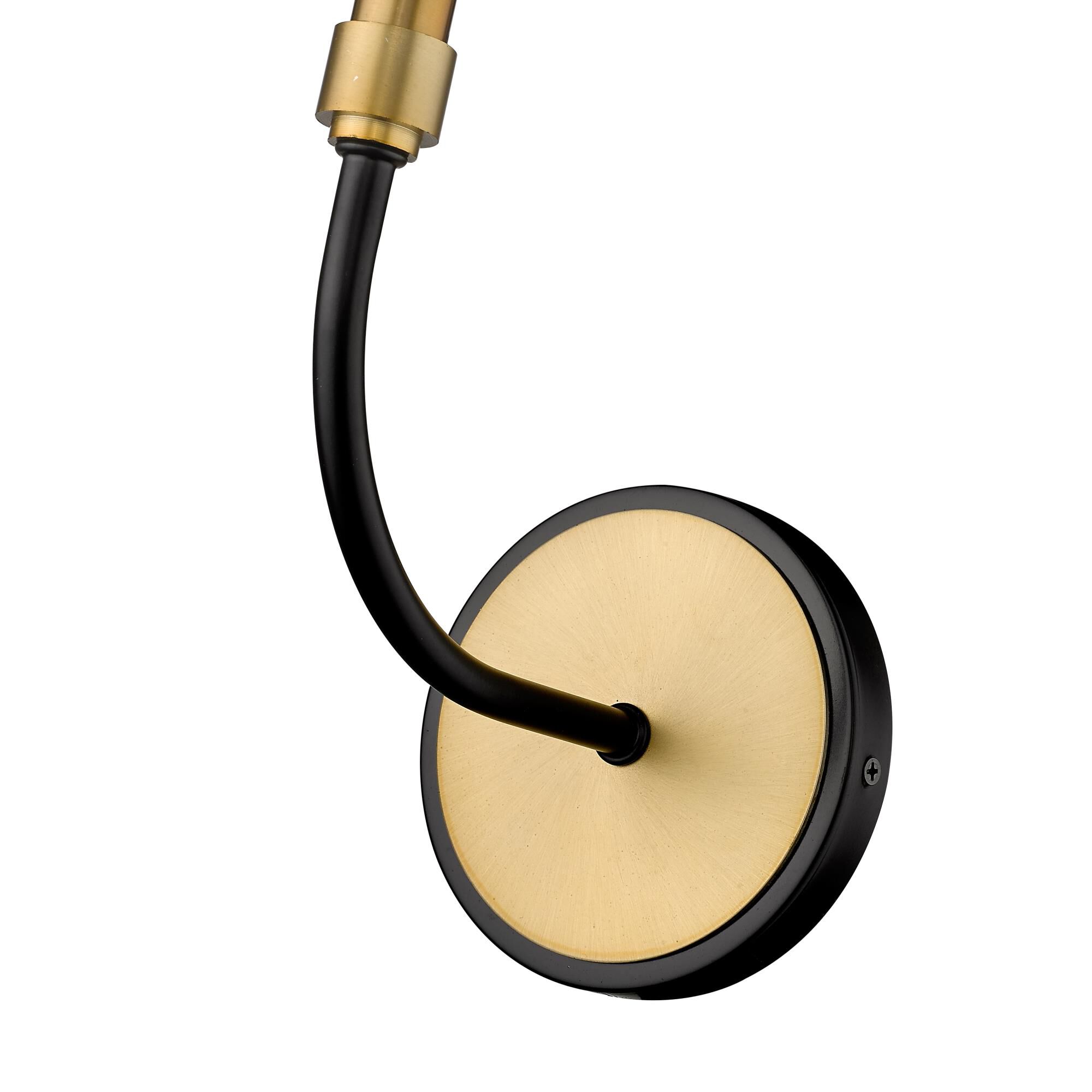 Shown in Matte Black + Olde Brass finish and --- glass and --- shade