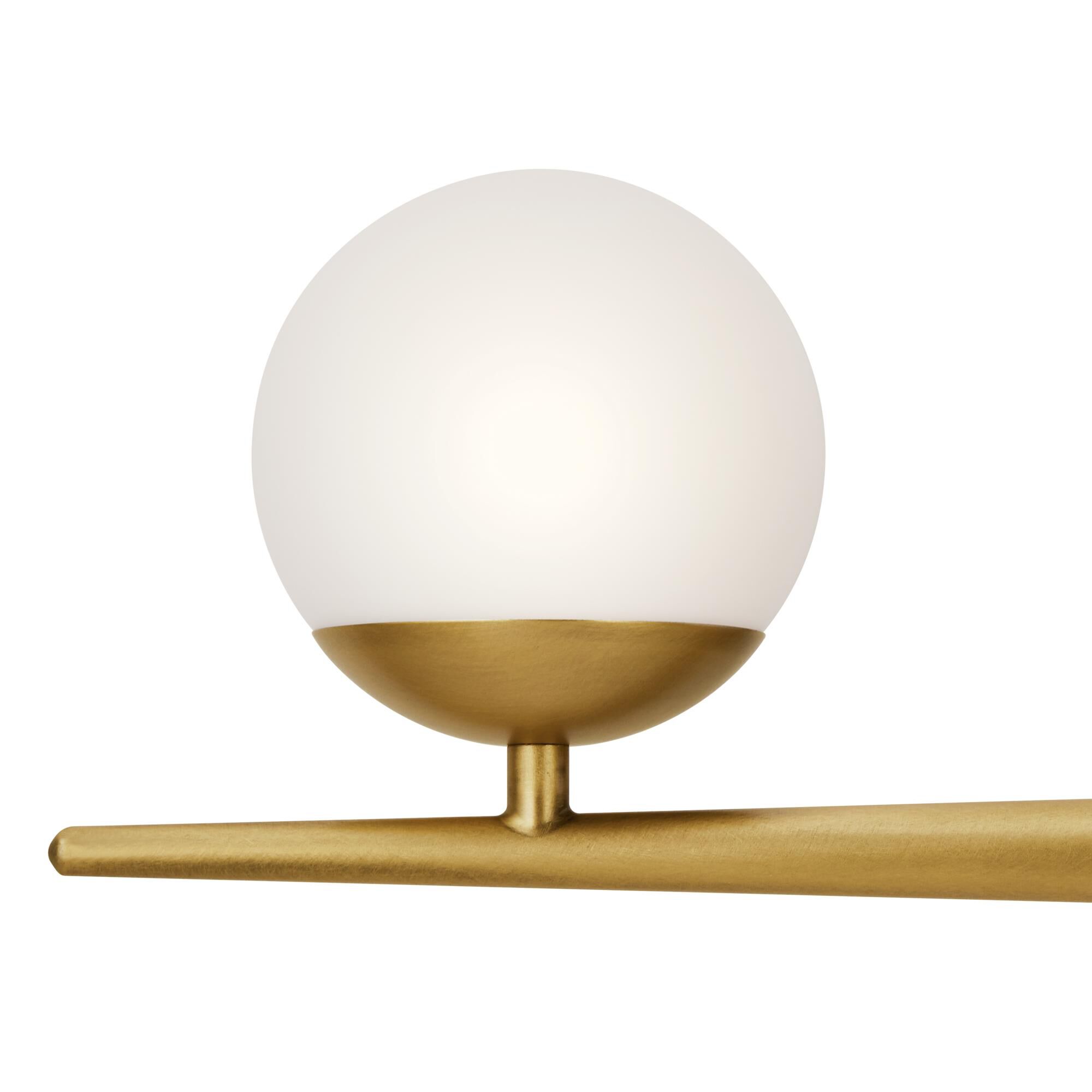 Shown in Natural Brass finish and Satin Etched Cased Opal glass