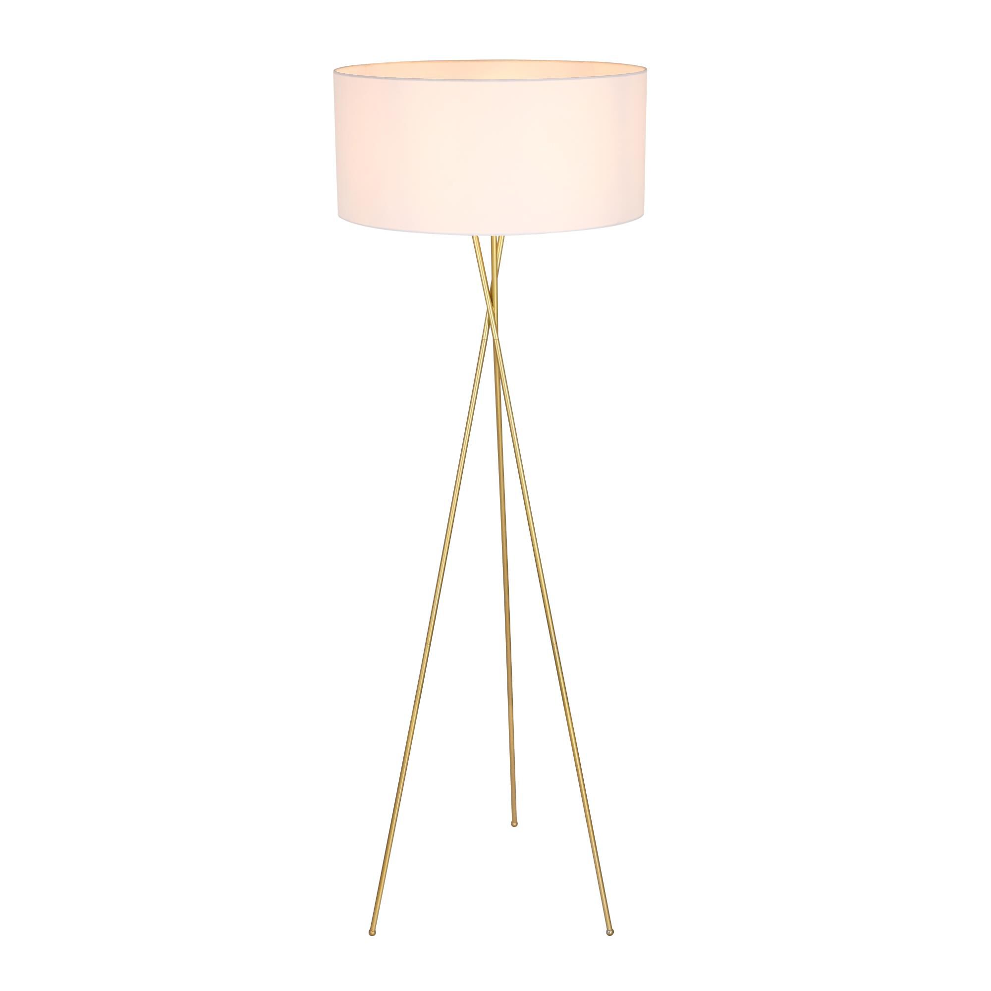 Shown in Brass finish and White Fabric shade