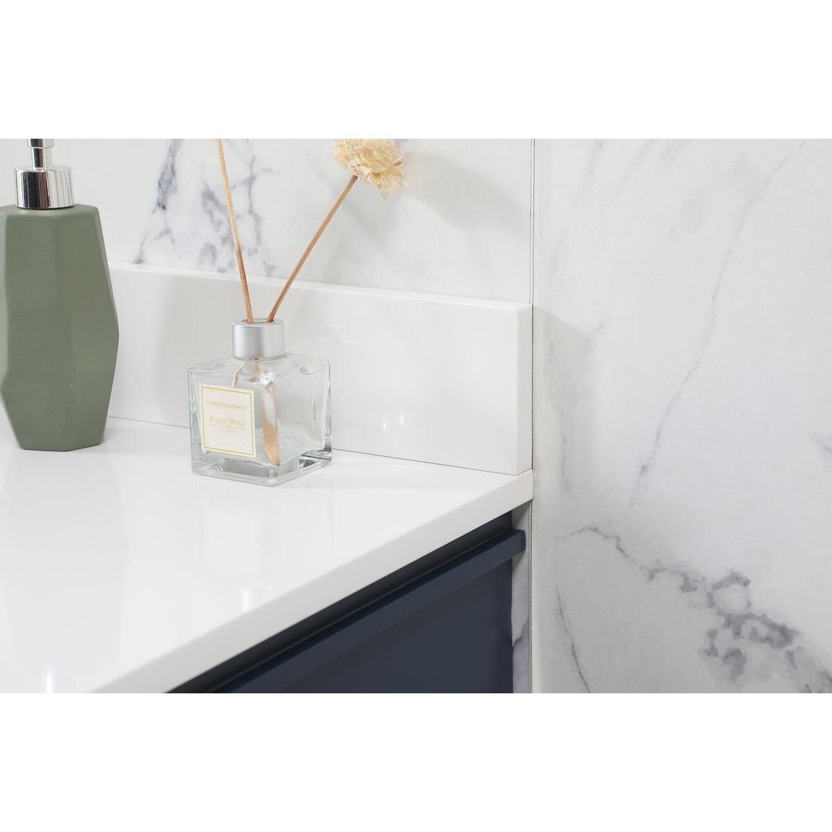 Shown in Blue finish and Backsplash accent