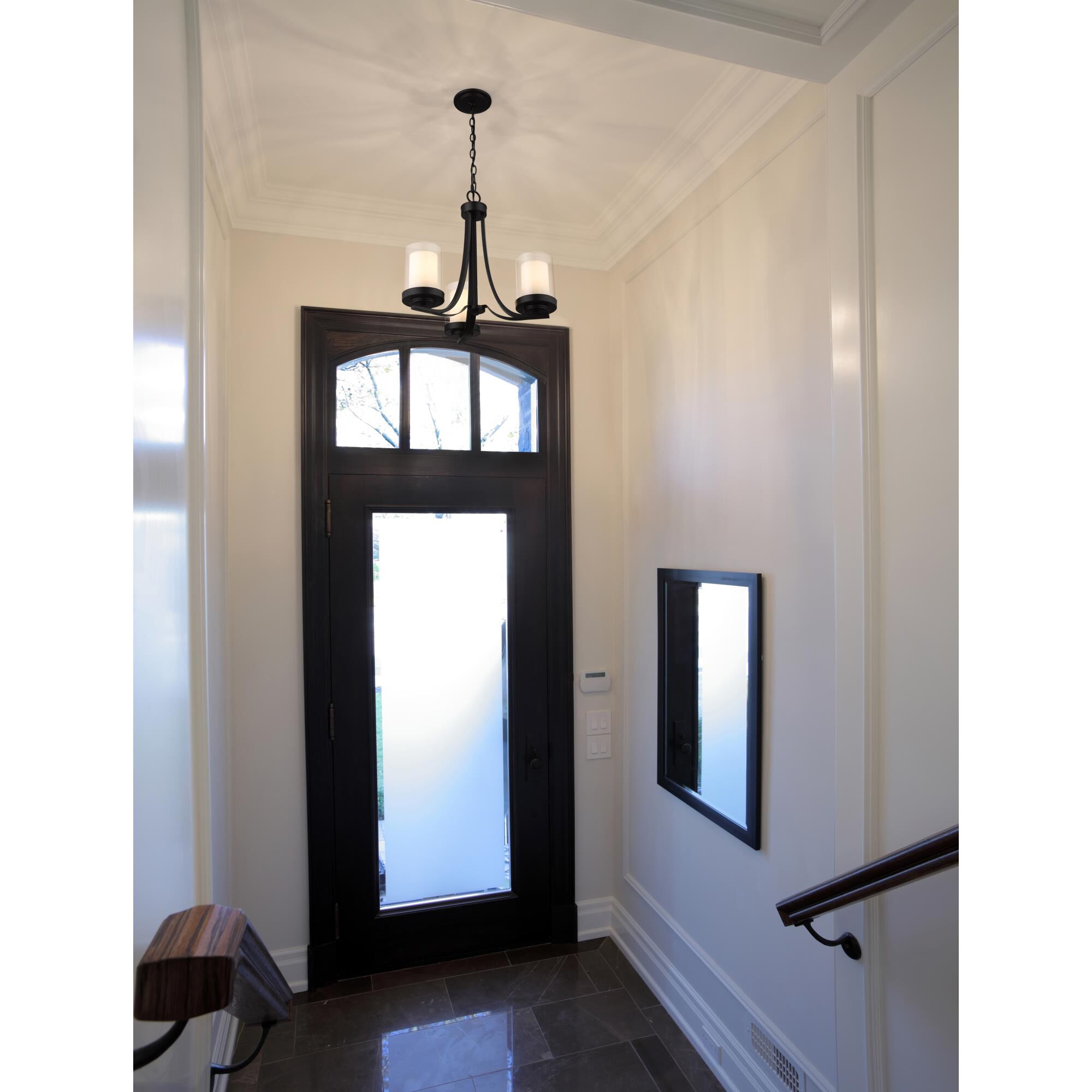 Shown in Matte Black finish and Glass shade