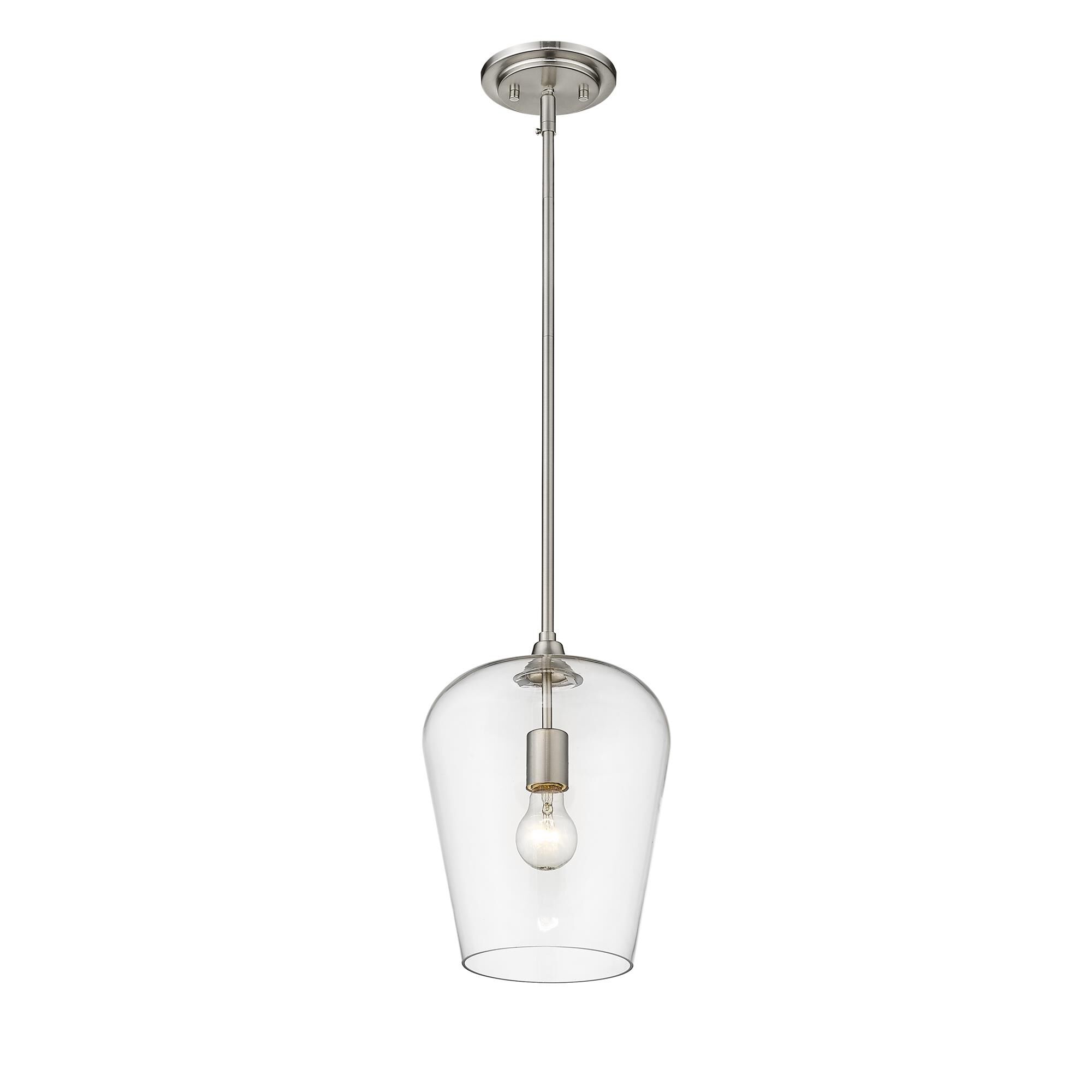 Shown in Brushed Nickel finish and Glass shade