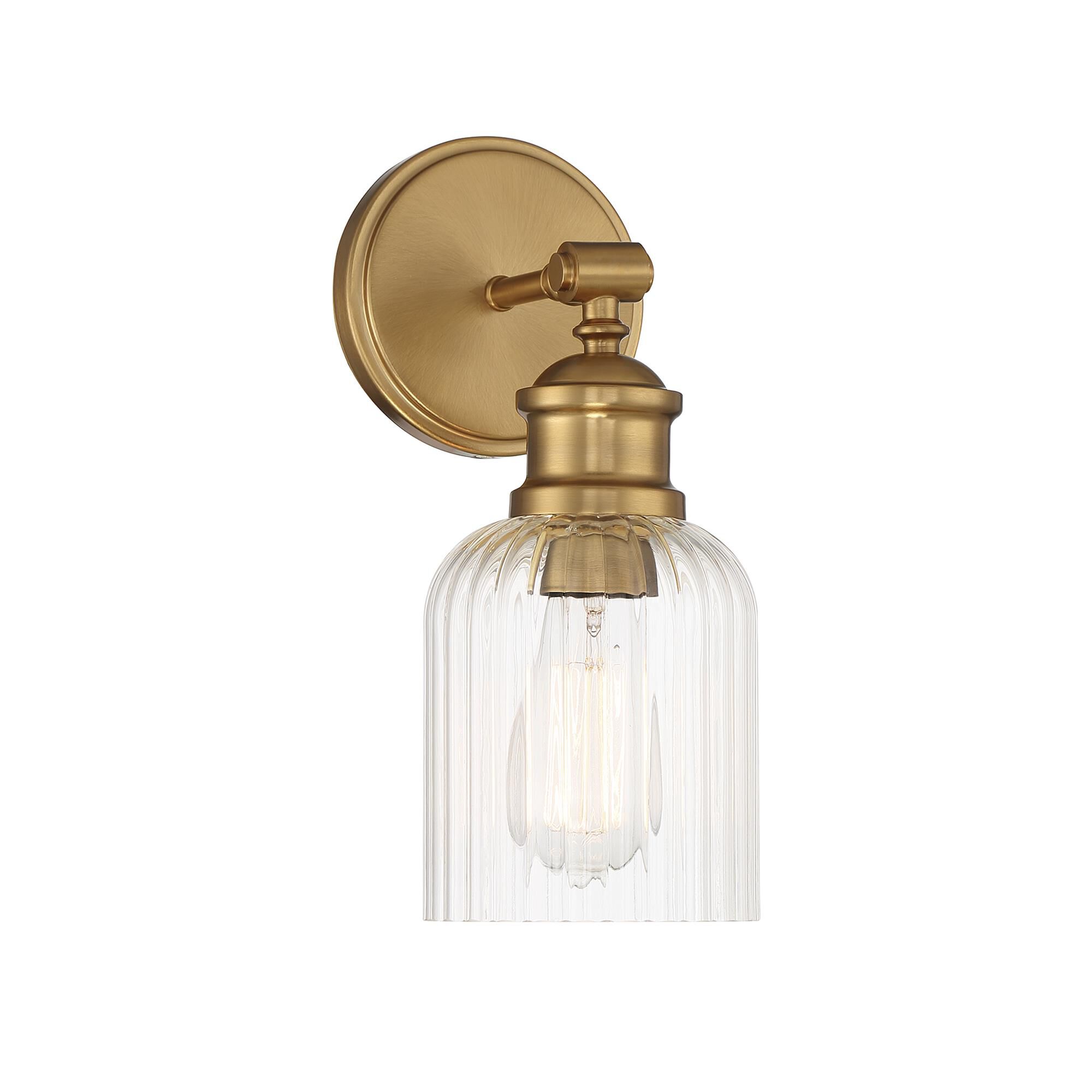 Shown in Natural Brass finish and Ribbed glass