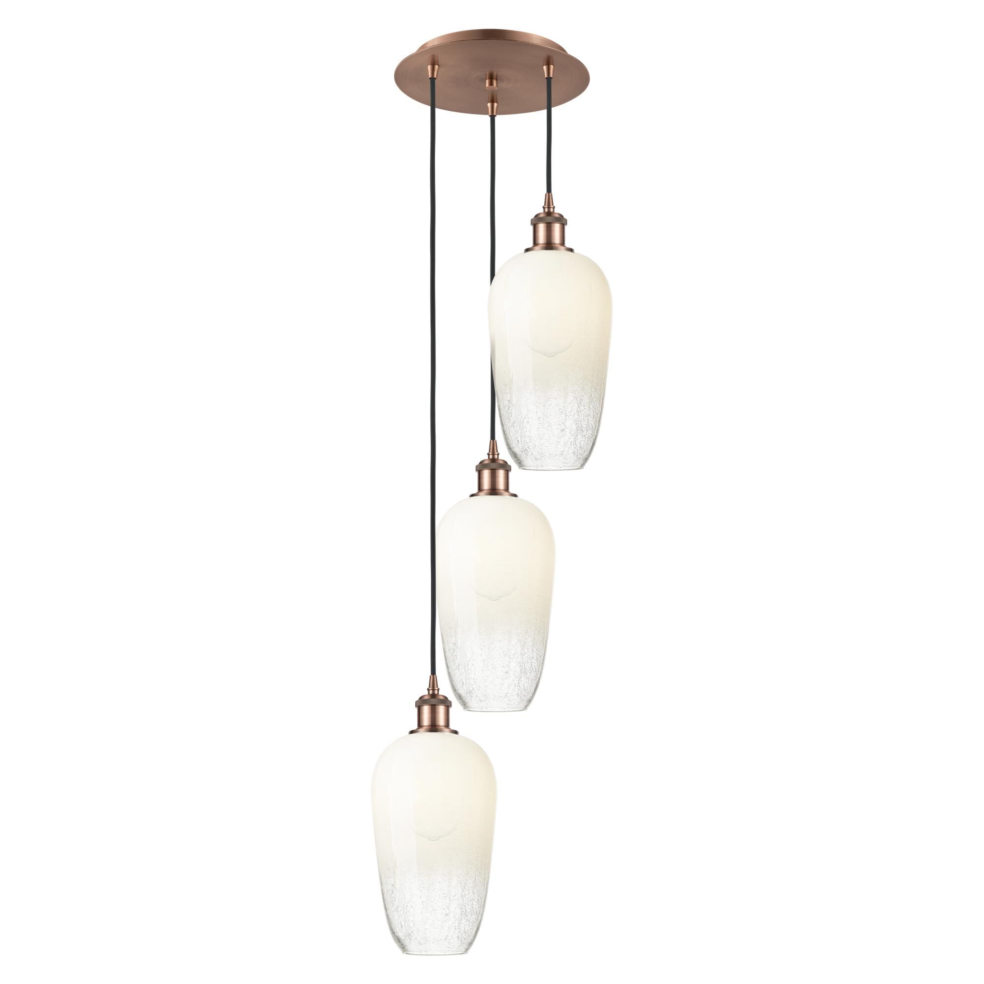 Shown in Antique Copper finish and Opal glass