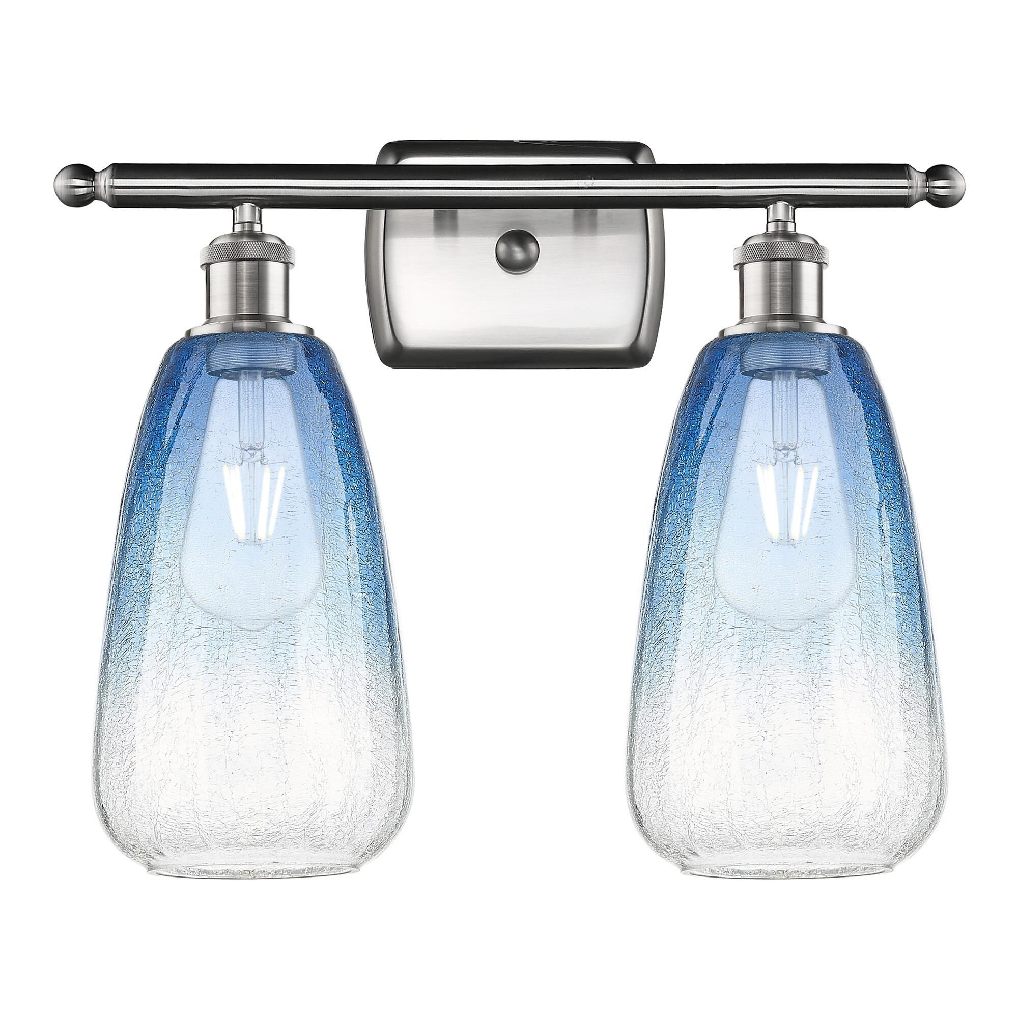 Shown in Brushed Satin Nickel finish and Sapphire Blue glass